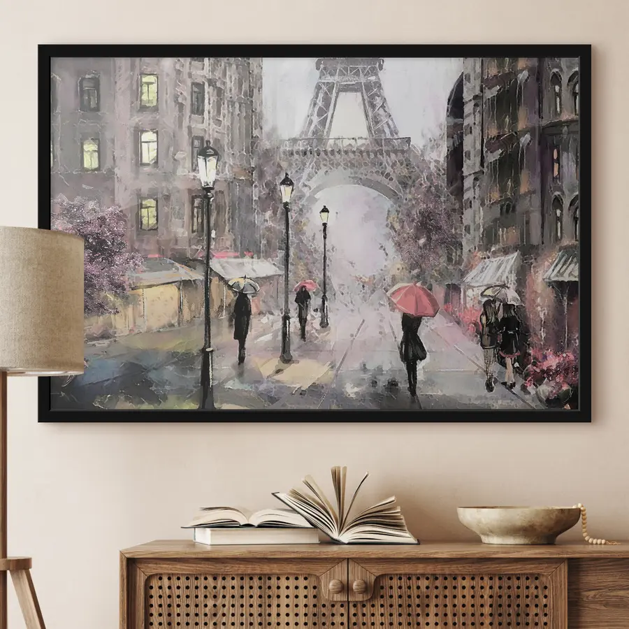 Papier peint photo Promenade sous la pluie près de la Tour Eiffel f33719