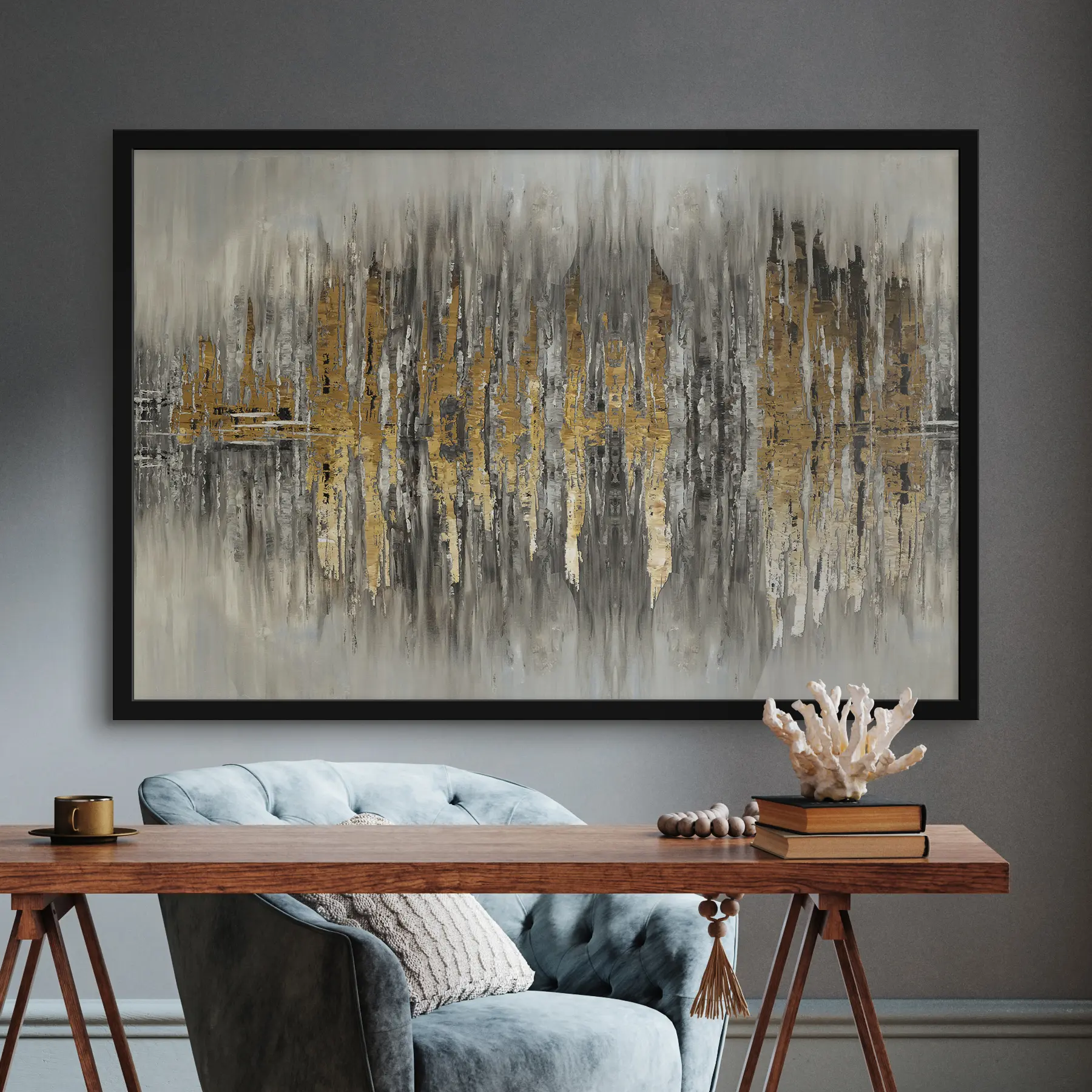 Fotobehang Weerspiegelingen van een gedempt landschap f33724