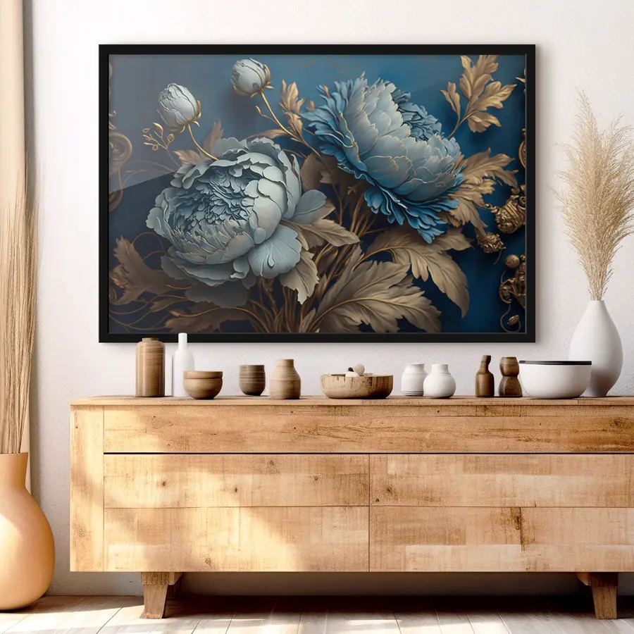 Fotobehang Elegante bloemen op een levendige achtergrond f33941