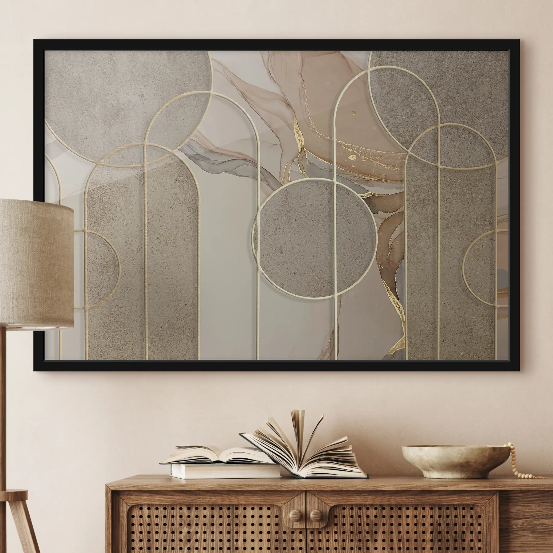 Fotobehang Geometrische patronen en zachte kleuren gaan samen f34773