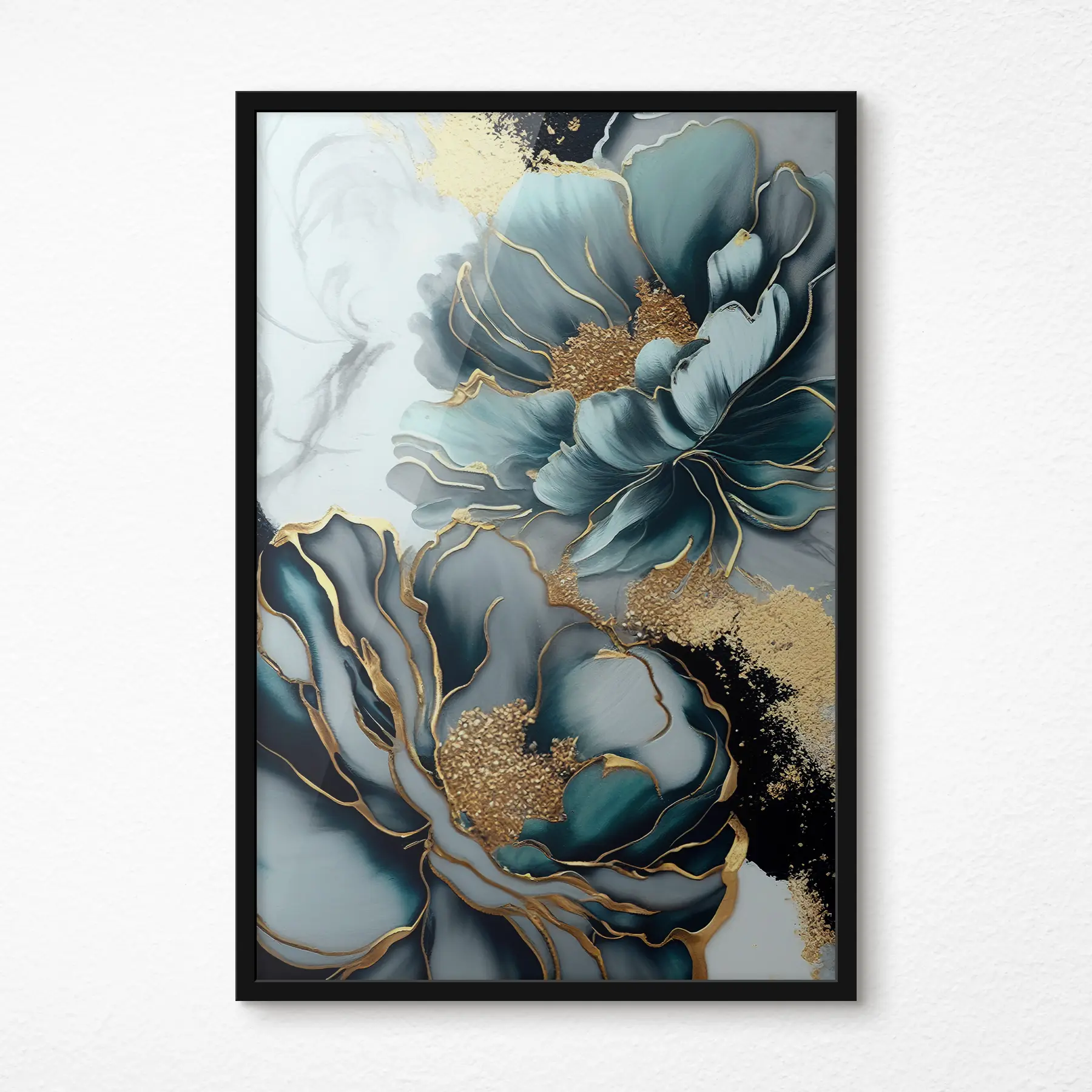 Papier peint photo Fleurs bleues avec contours f35447