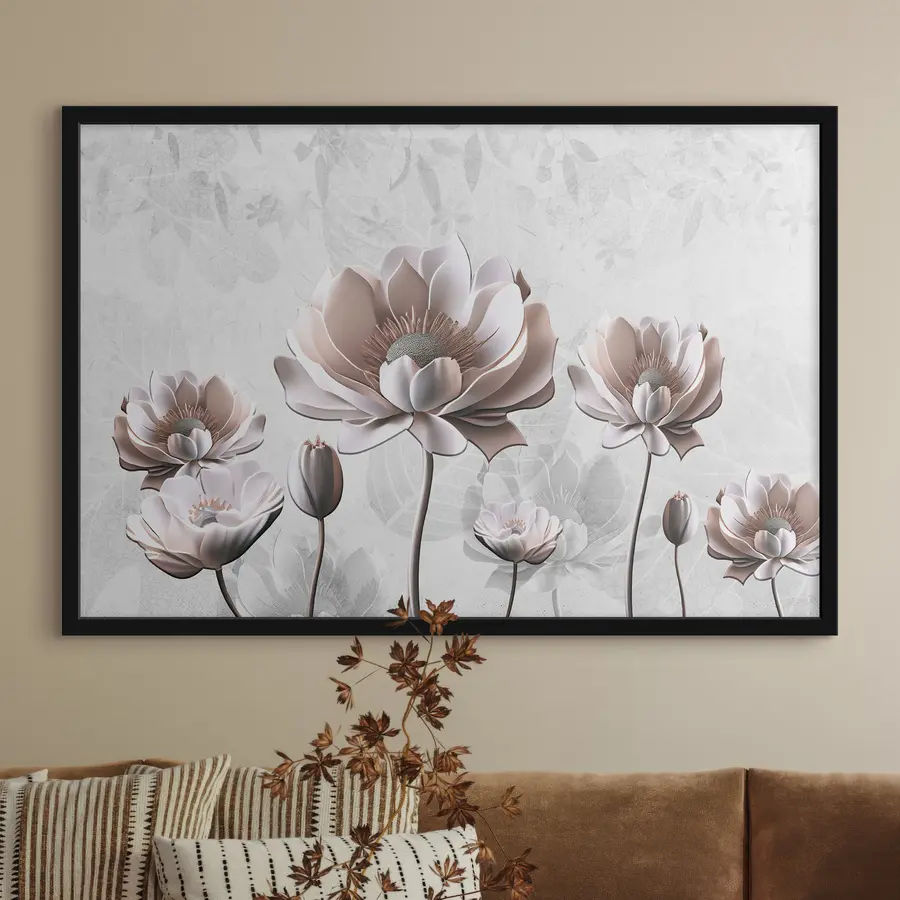 Fotobehang Elegante bloemen op een serene achtergrond f35736