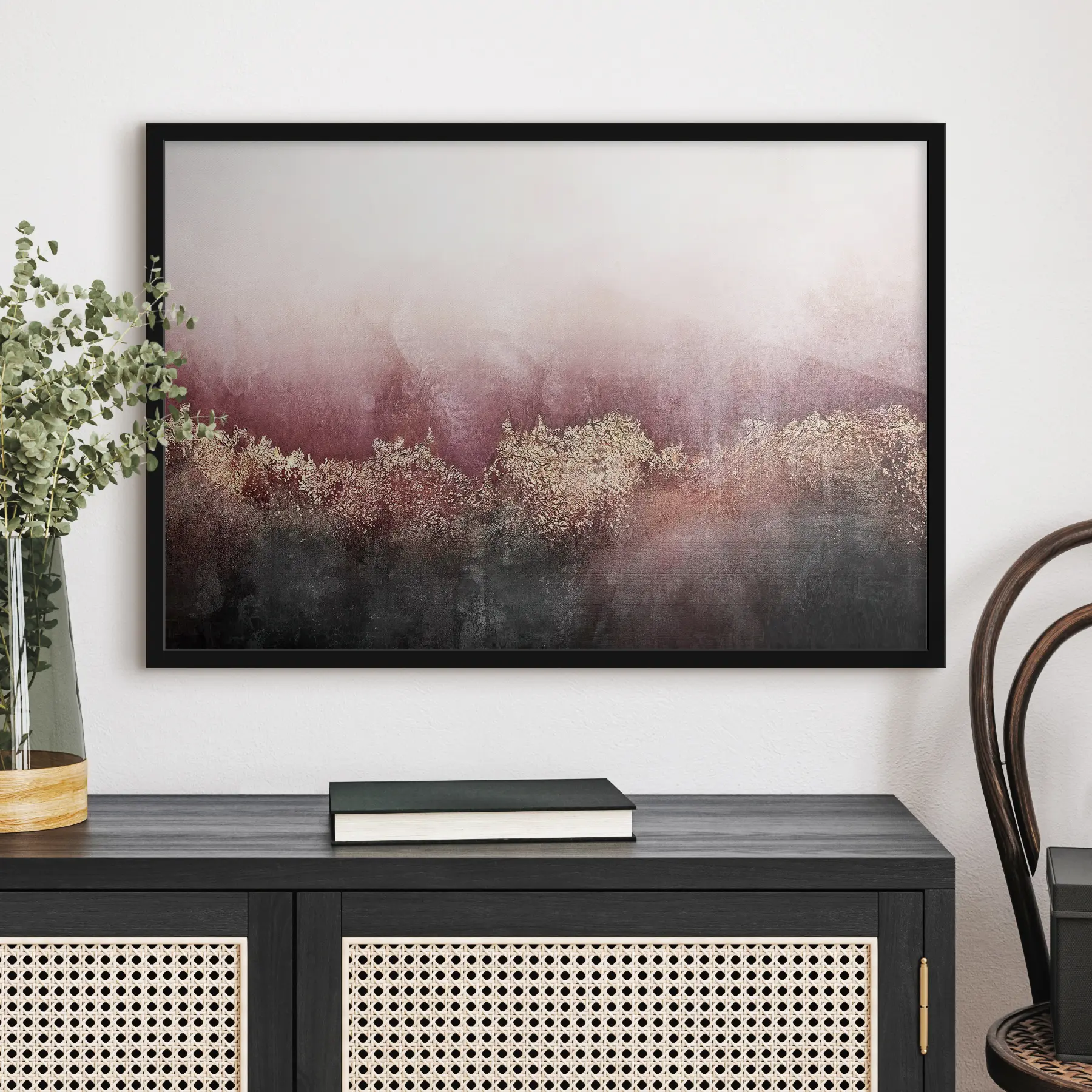 Papier peint photo Abstraction dans les tons bordeaux et noir f35844