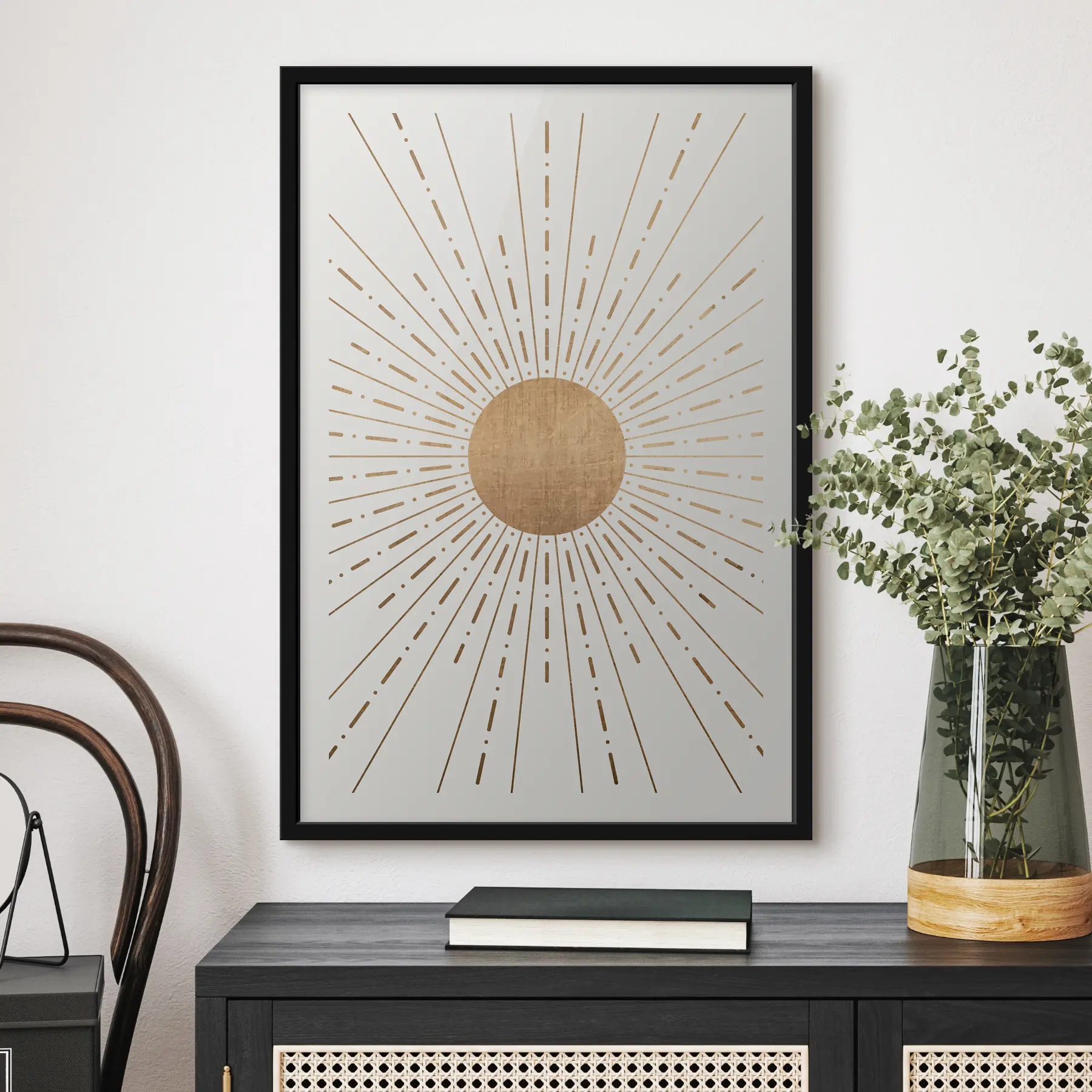 Fotobehang Stralende stralen die de centrale bol omarmen f35879