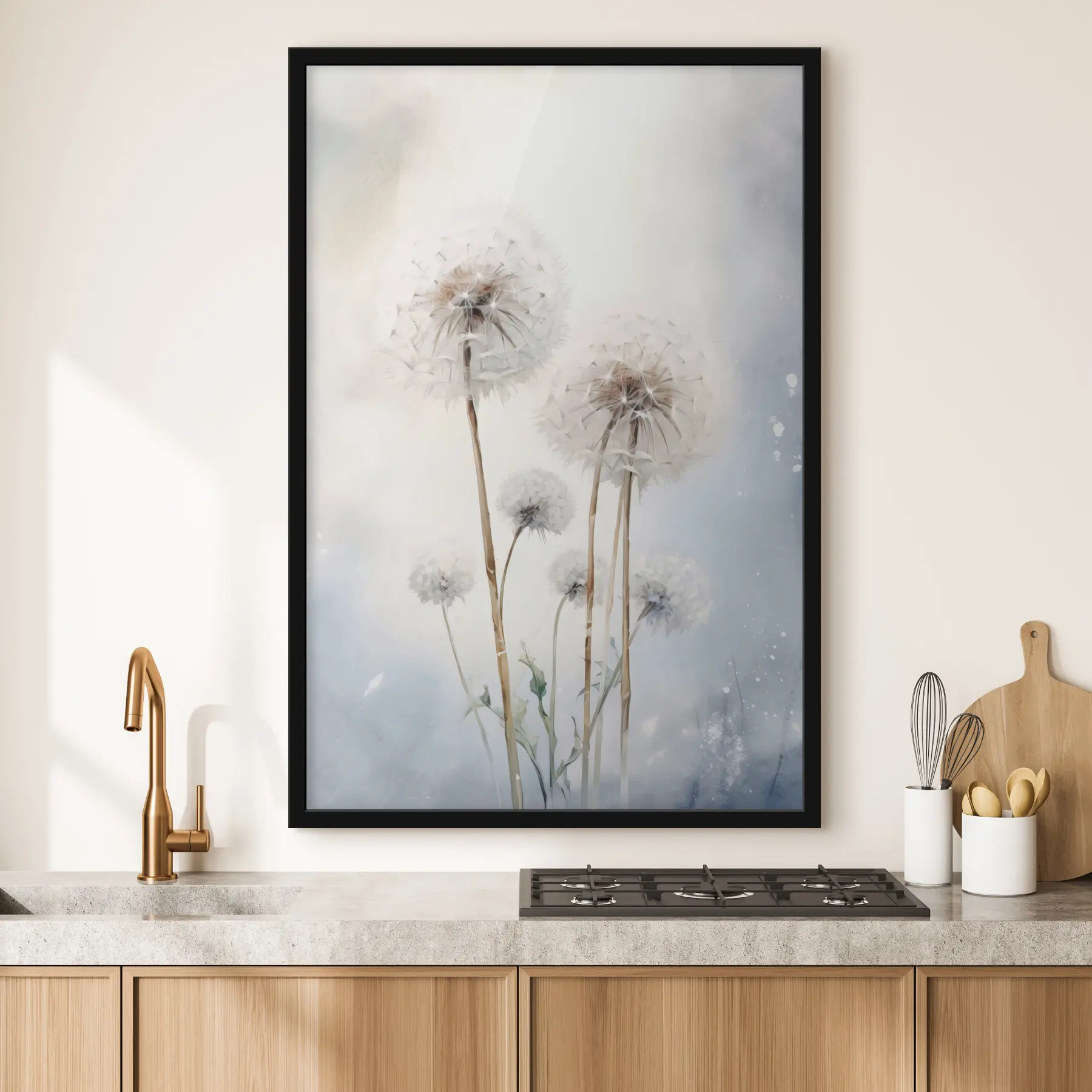 Papier peint photo Pissenlits délicats dansant dans la brise f35907