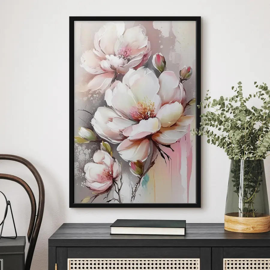 Fotobehang Bloeiende bloemen in zachte pasteltinten f35925