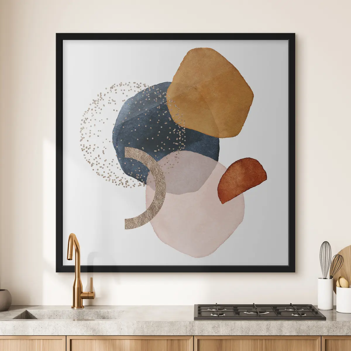 Poster Abstracte vormen in warme kleuren f35955