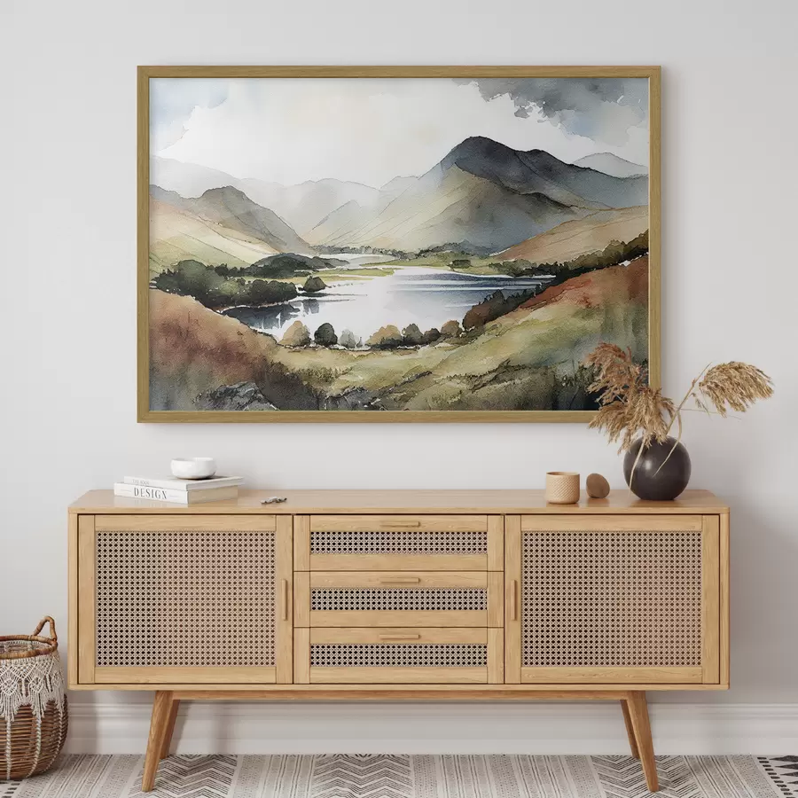 Fotobehang Sereen landschap met rustig water f36018