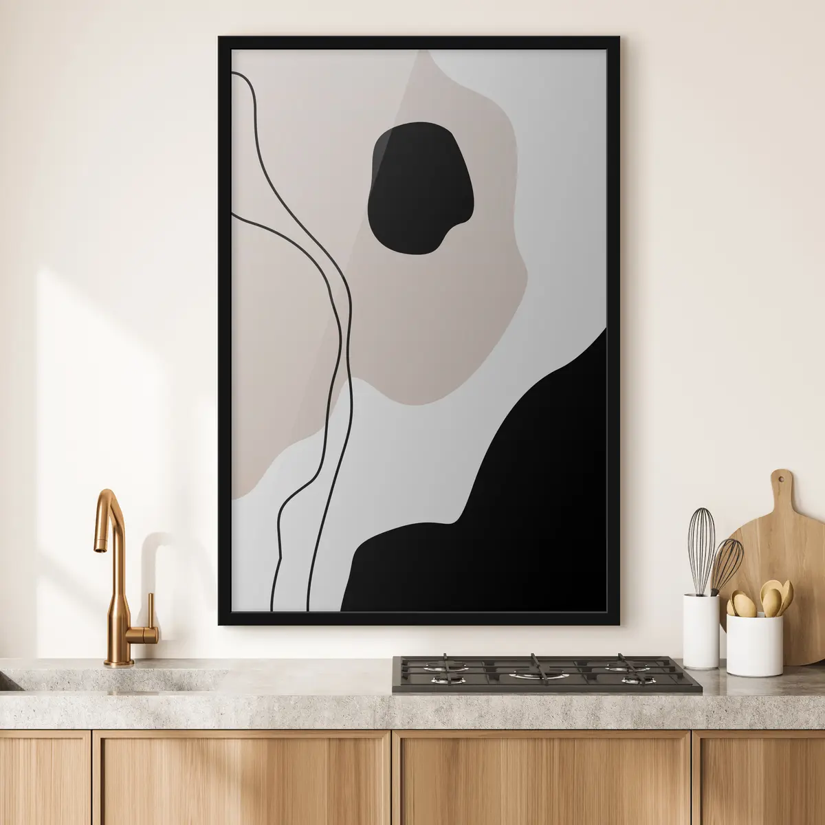 Poster Moderne abstracte vormen in gedempte tinten f36155