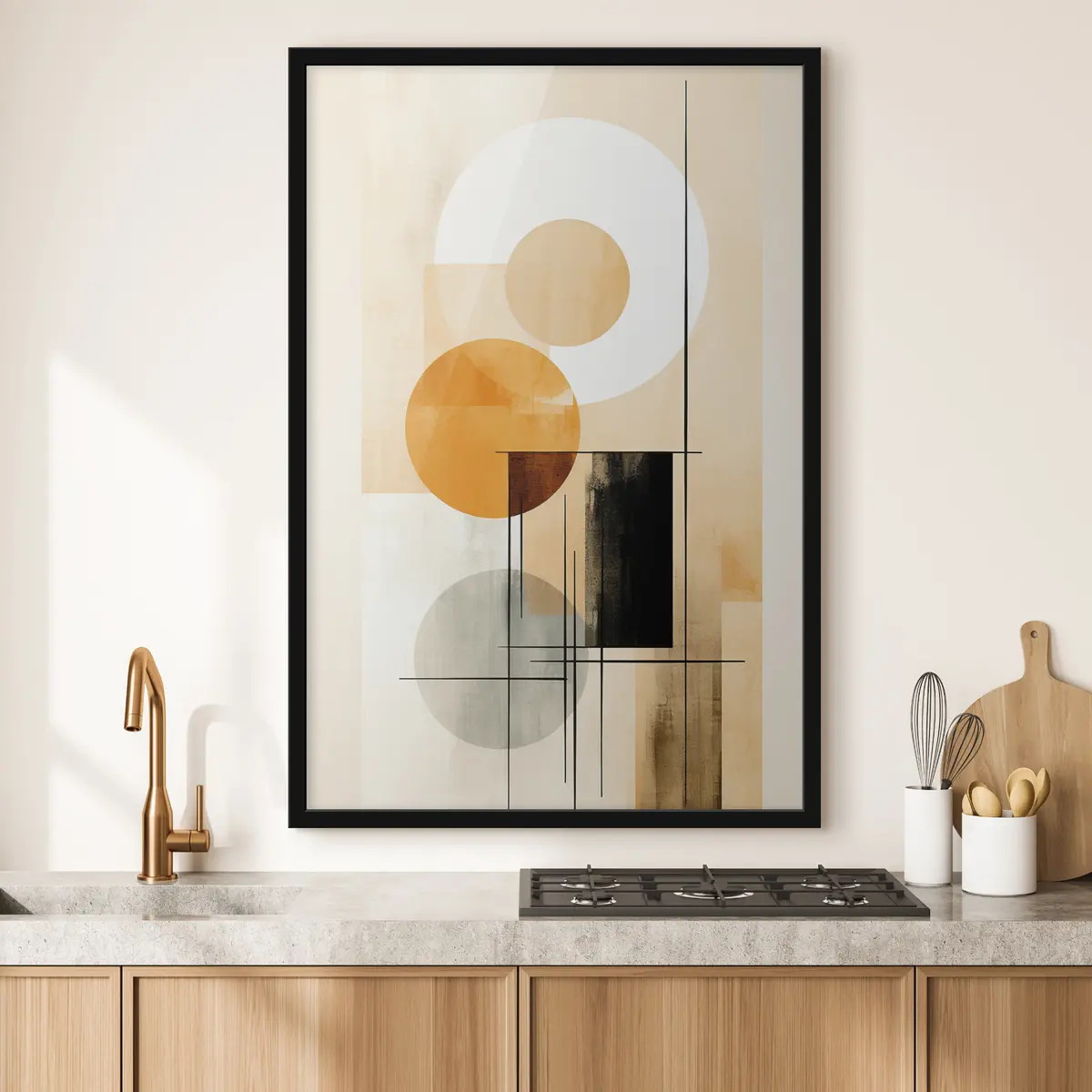 Poster Geometrische vormen in warme tinten f36145