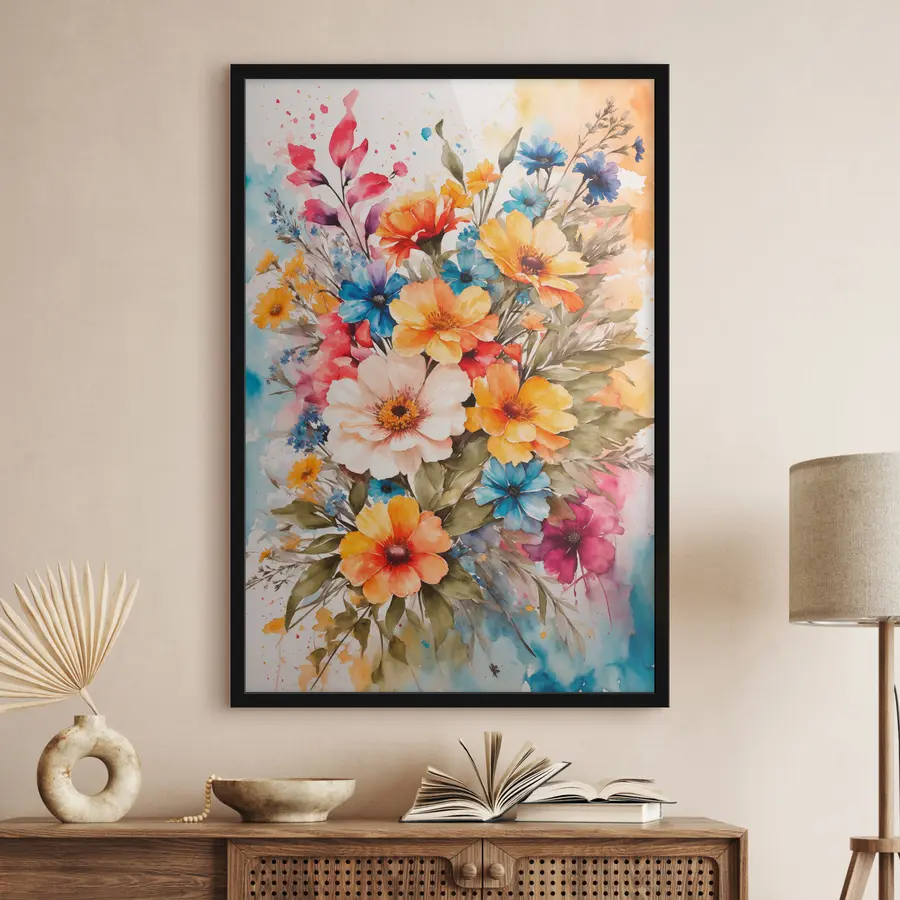 Fotobehang Kleurrijke bloemen in levendige harmonie f36121