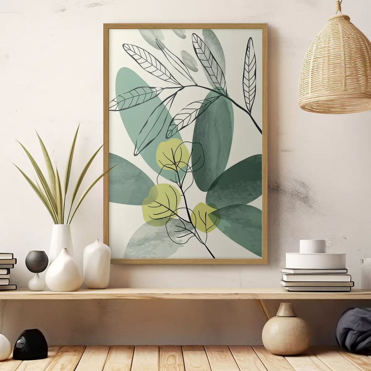 Affiche Motif abstrait inspiré de la nature, représentant des feuilles f36106
