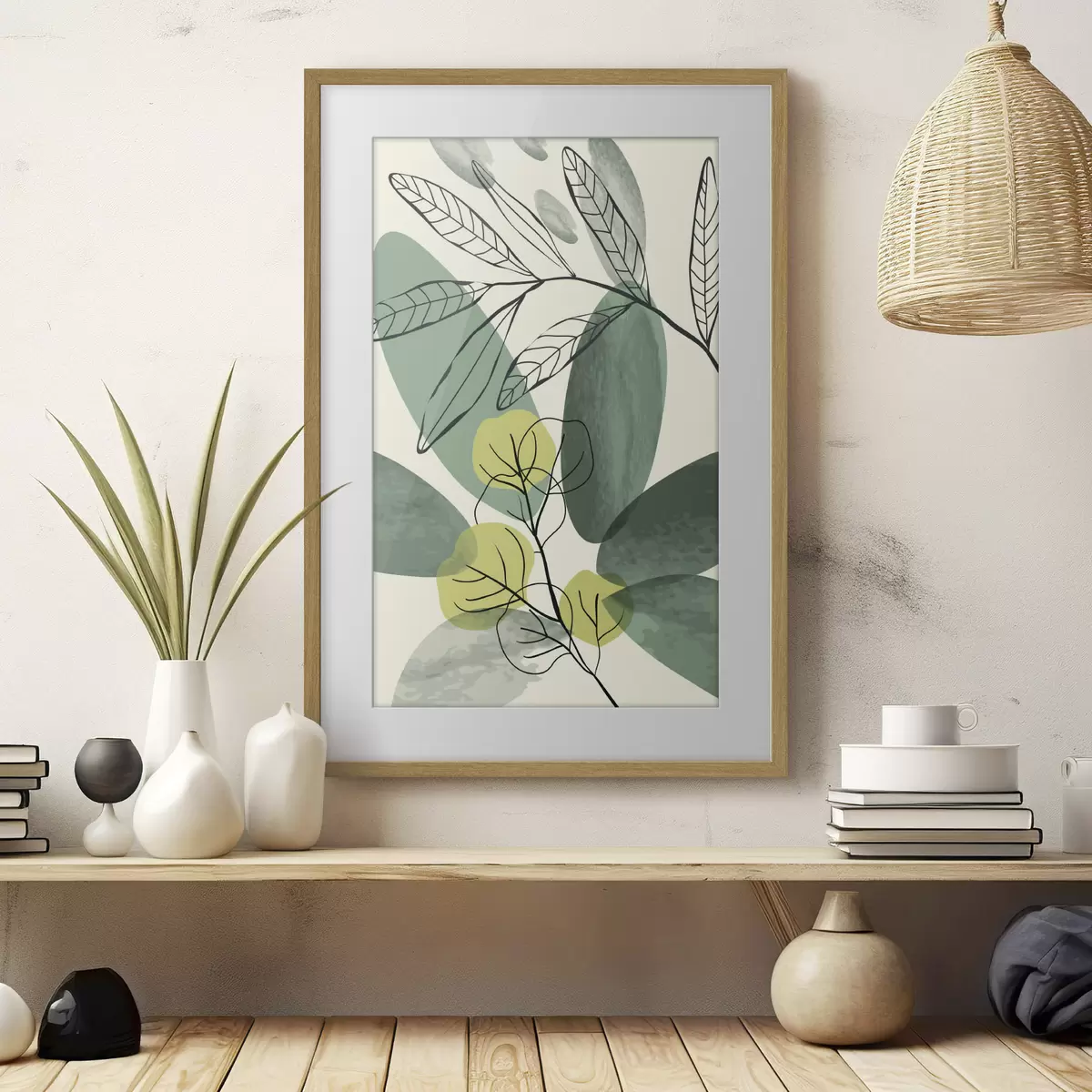 Affiche Motif abstrait inspiré de la nature, représentant des feuilles f36106