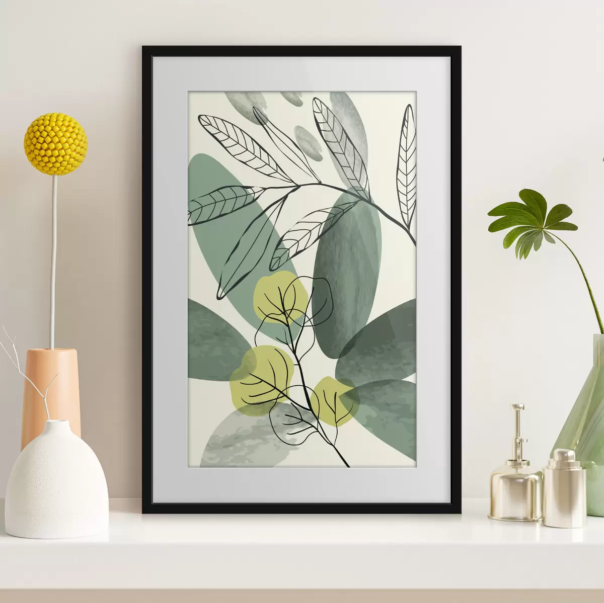 Affiche Motif abstrait inspiré de la nature, représentant des feuilles f36106