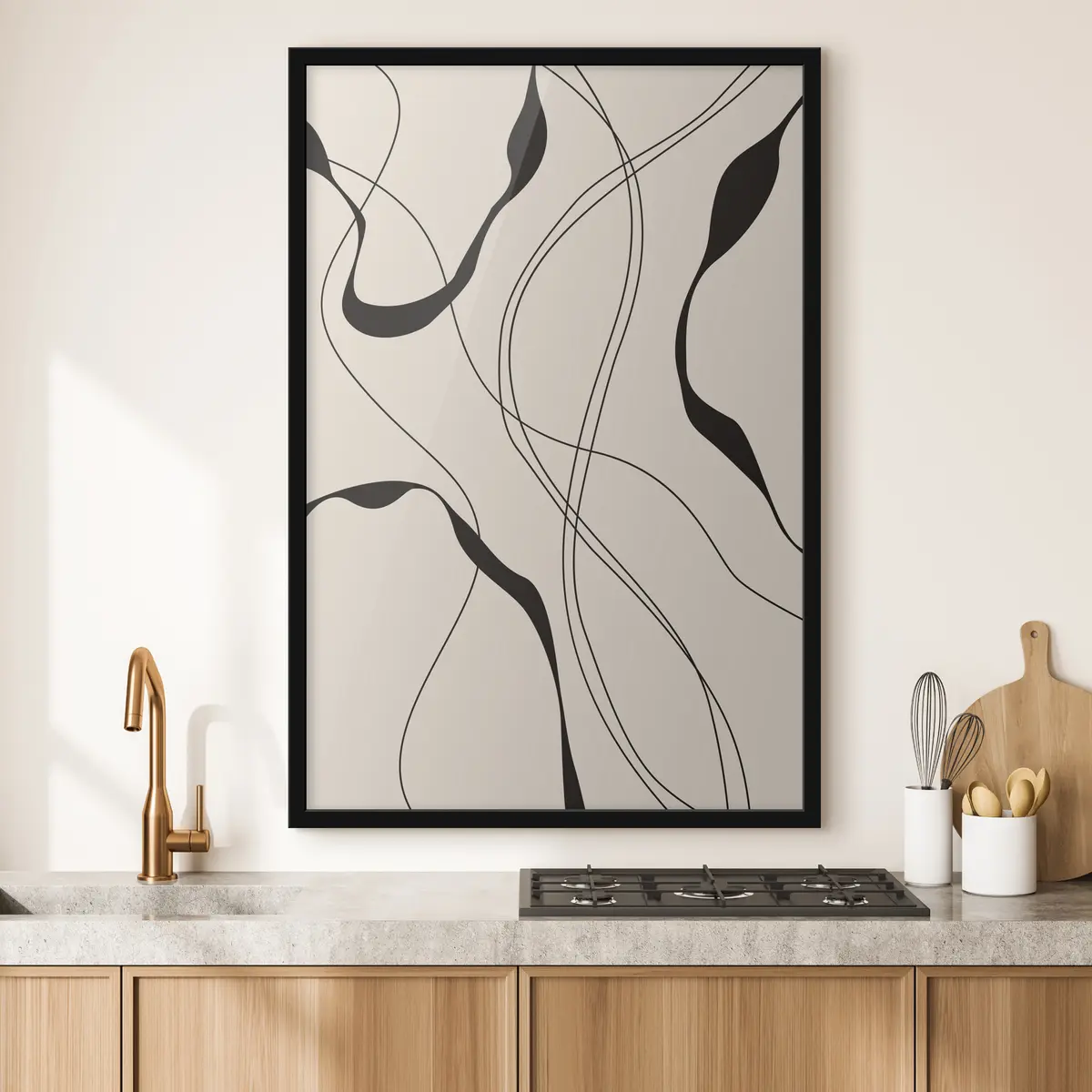 Affiche Lignes fluides sur un fond doux f36043