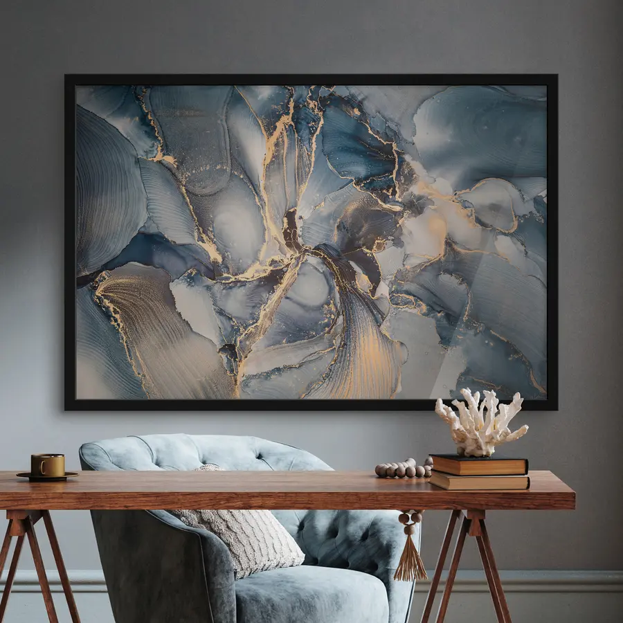 Fotobehang Elegante wervelingen van blauw en beige f36042