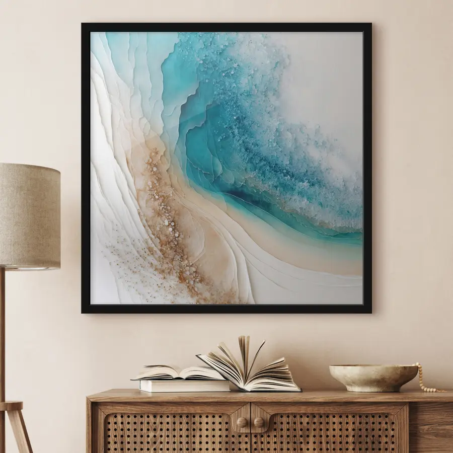 Fotobehang Rustige golven ontmoeten zachte kustlijnen f36029