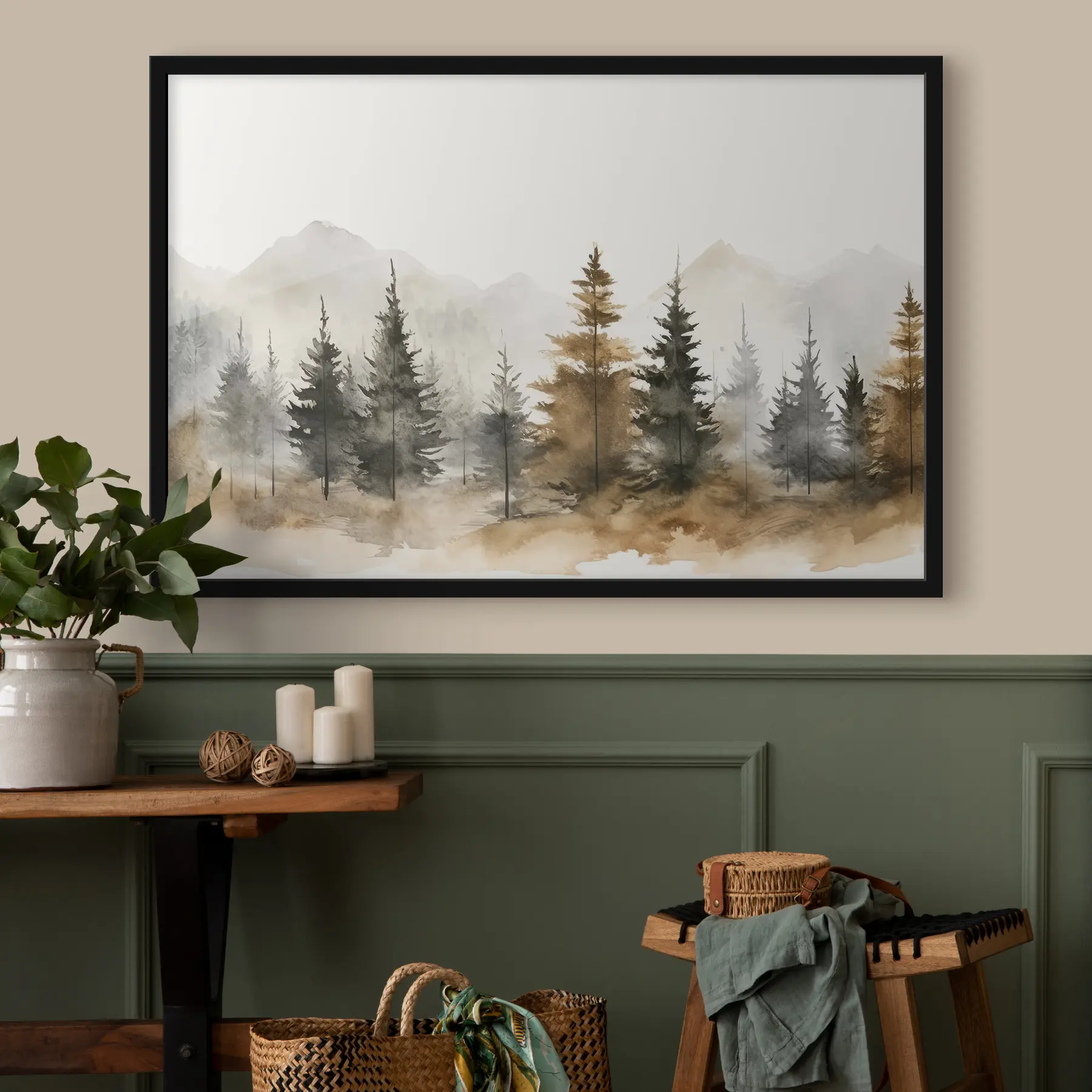 Papier peint photo Paysage forestier serein aux teintes douces f36010