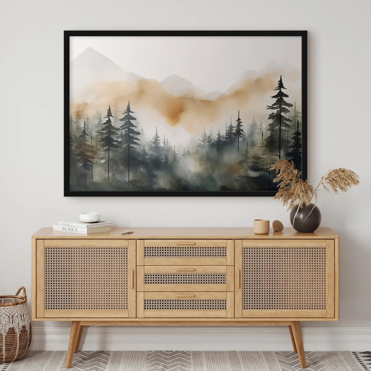 Affiche Forêt de montagne brumeuse au lever du soleil f36008