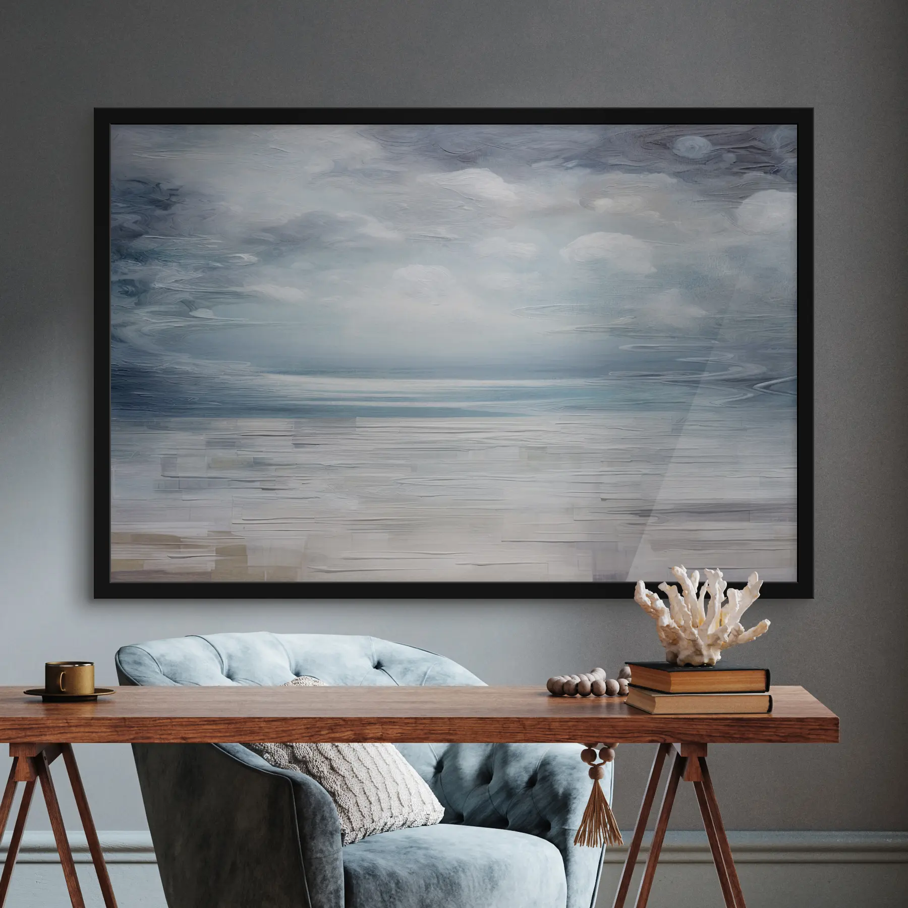 Papier peint photo Eaux calmes sous un ciel nuageux f35715