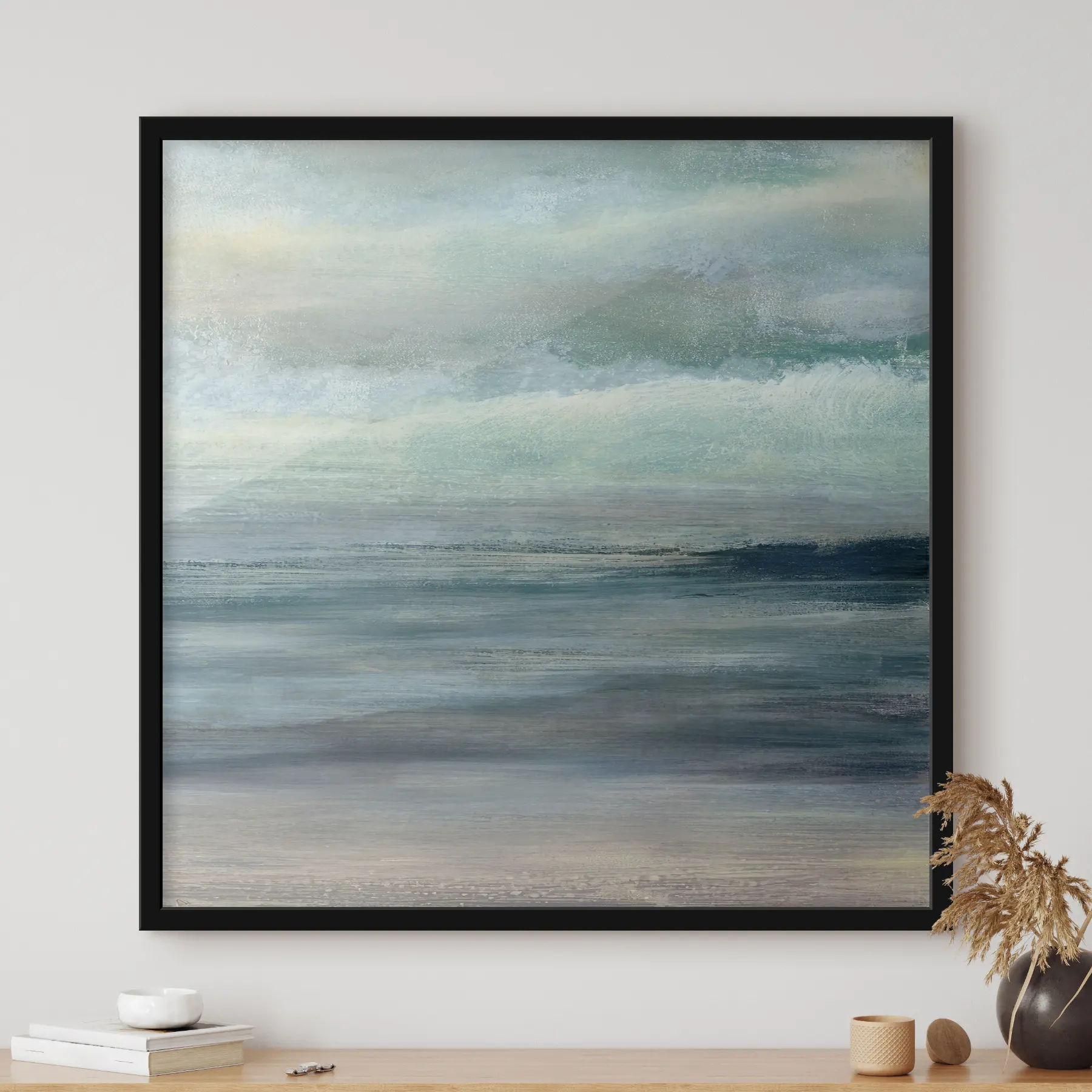 Peintures Vagues sereines sous des nuages cotonneux f35714