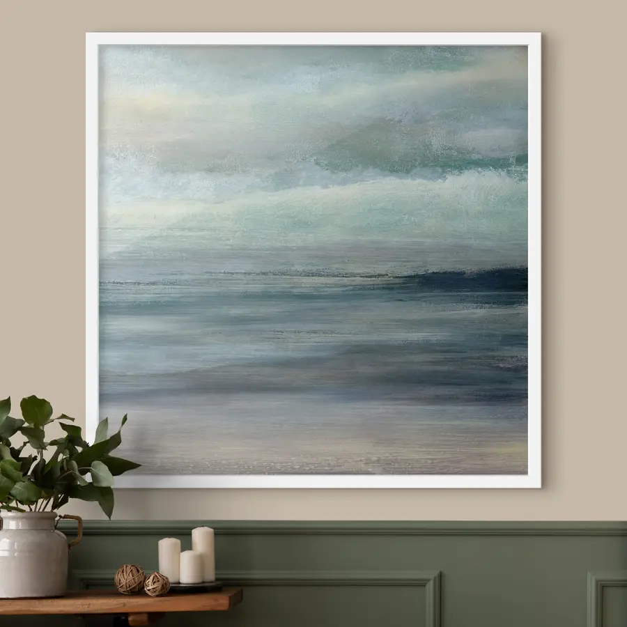 Papier peint photo Vagues sereines sous des nuages cotonneux f35714