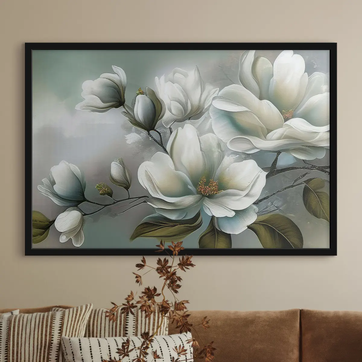 Poster Delicate bloesems in zachte tinten f35494