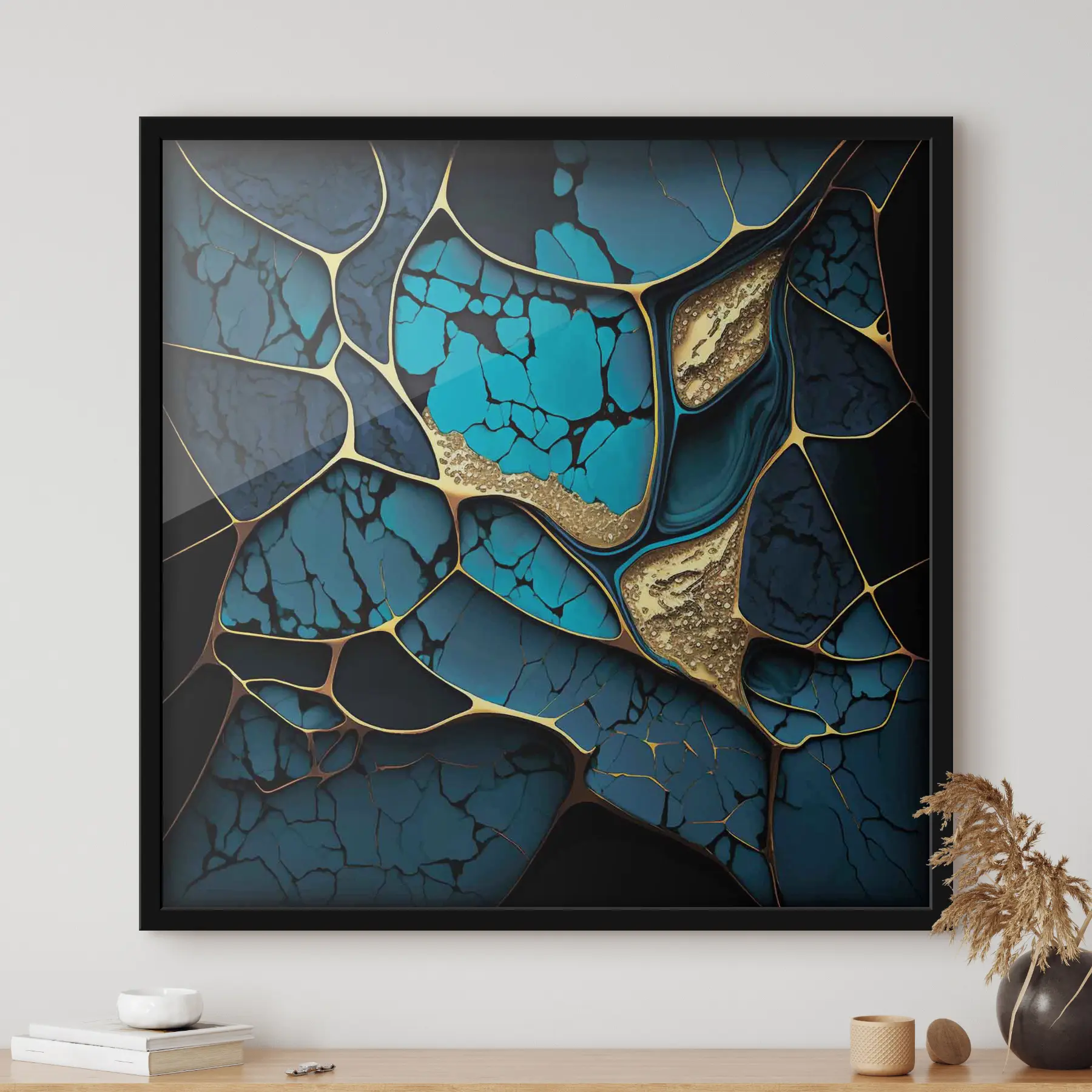 Fotobehang Luxe 3d kobaltblauwe marmeren abstracte achtergrond f35415