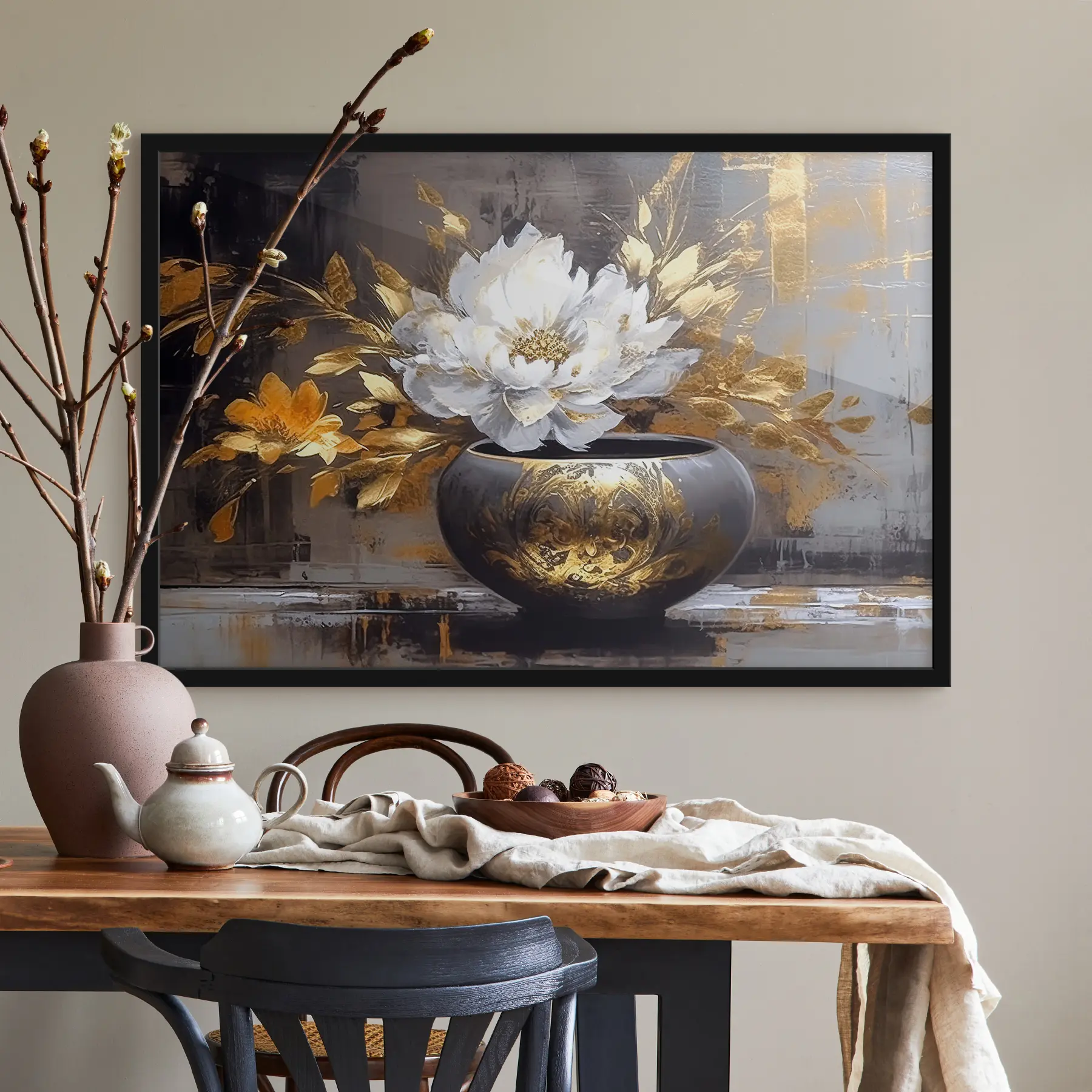 Papier peint photo Élégant vase avec des fleurs épanouies f35388