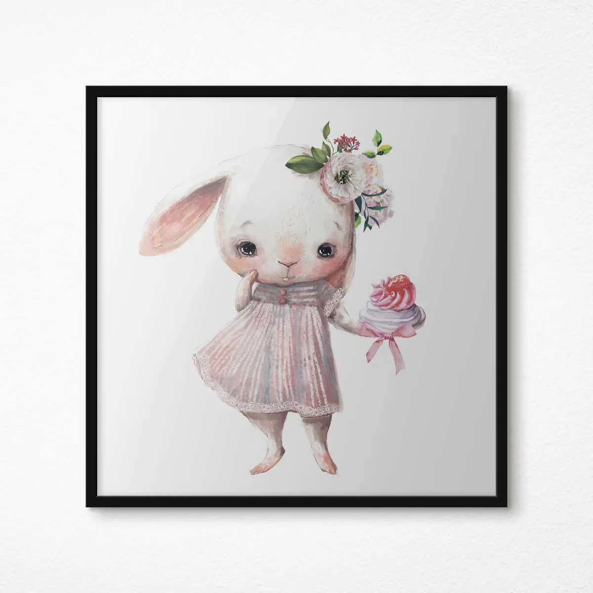 Poster Schattig konijntje met een zoete traktatie f35046