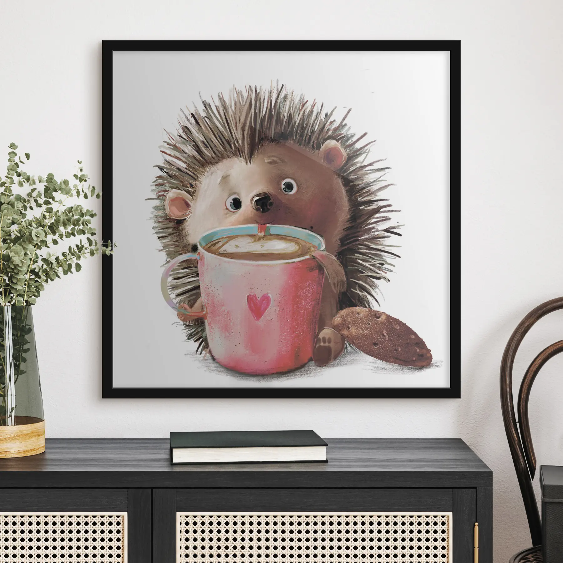  Peintures Hérisson et tasse de café f35039