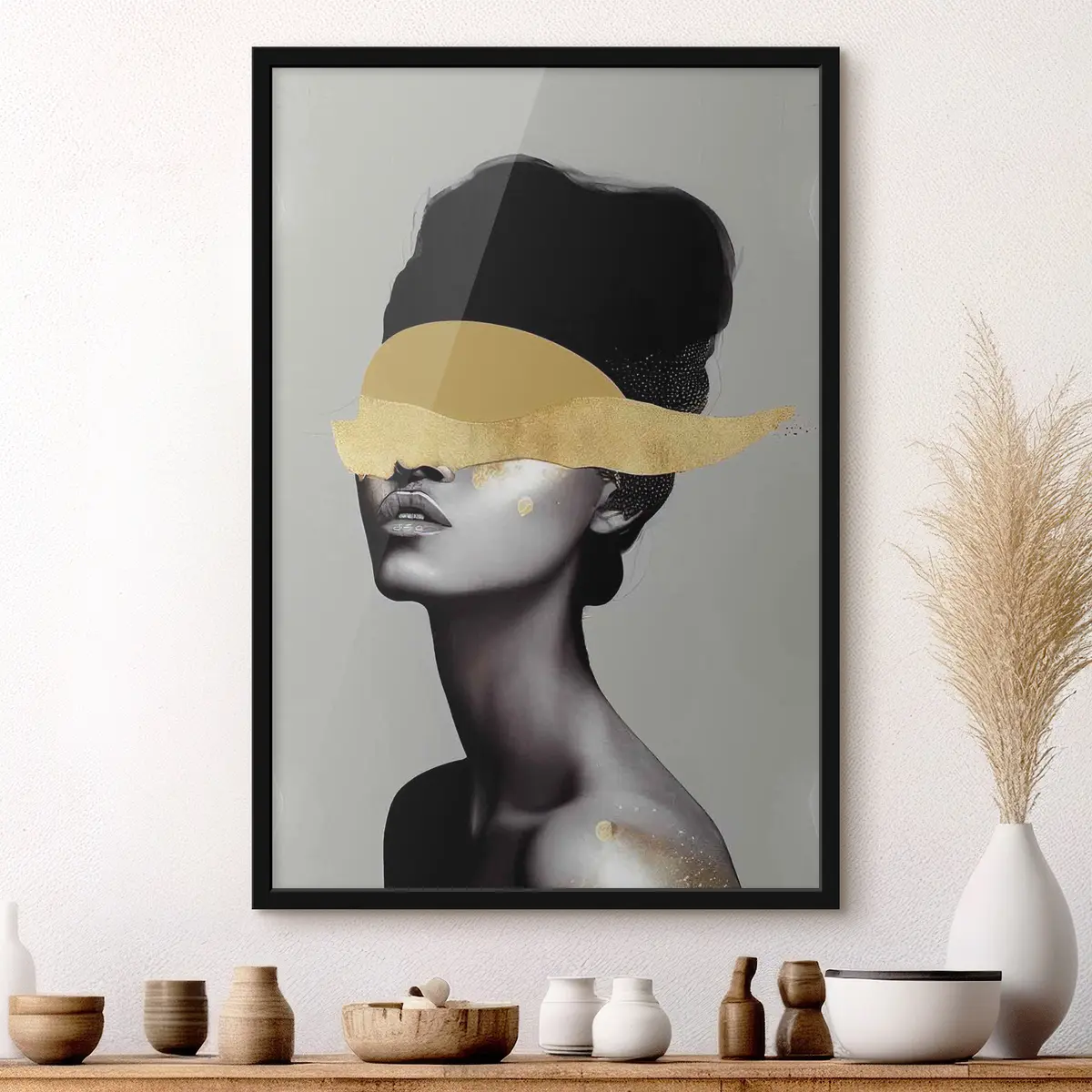 Poster Afbeelding van een jonge vrouw met verf op haar gezicht f34862