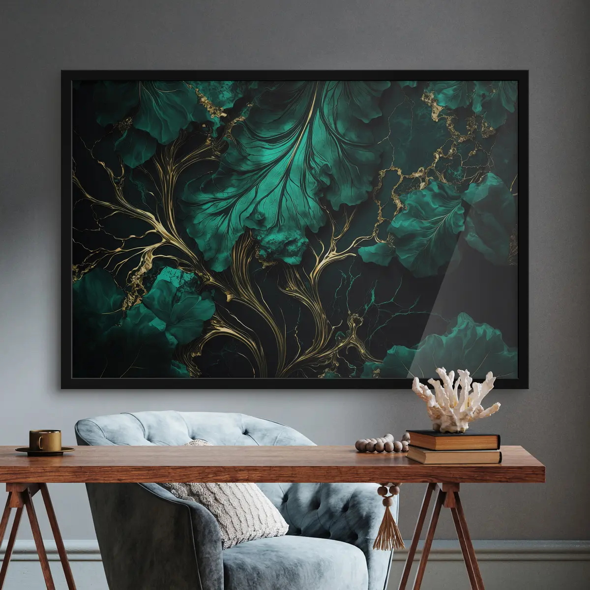 Poster Emerald green marble f34486