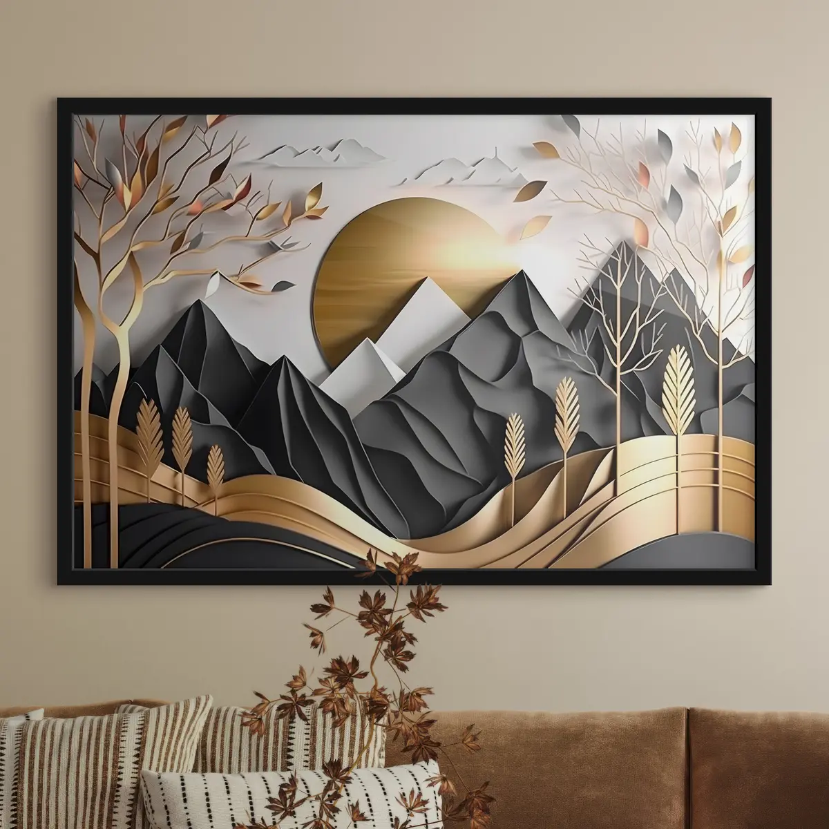 Poster Sereen landschap met gelaagde texturen f34419