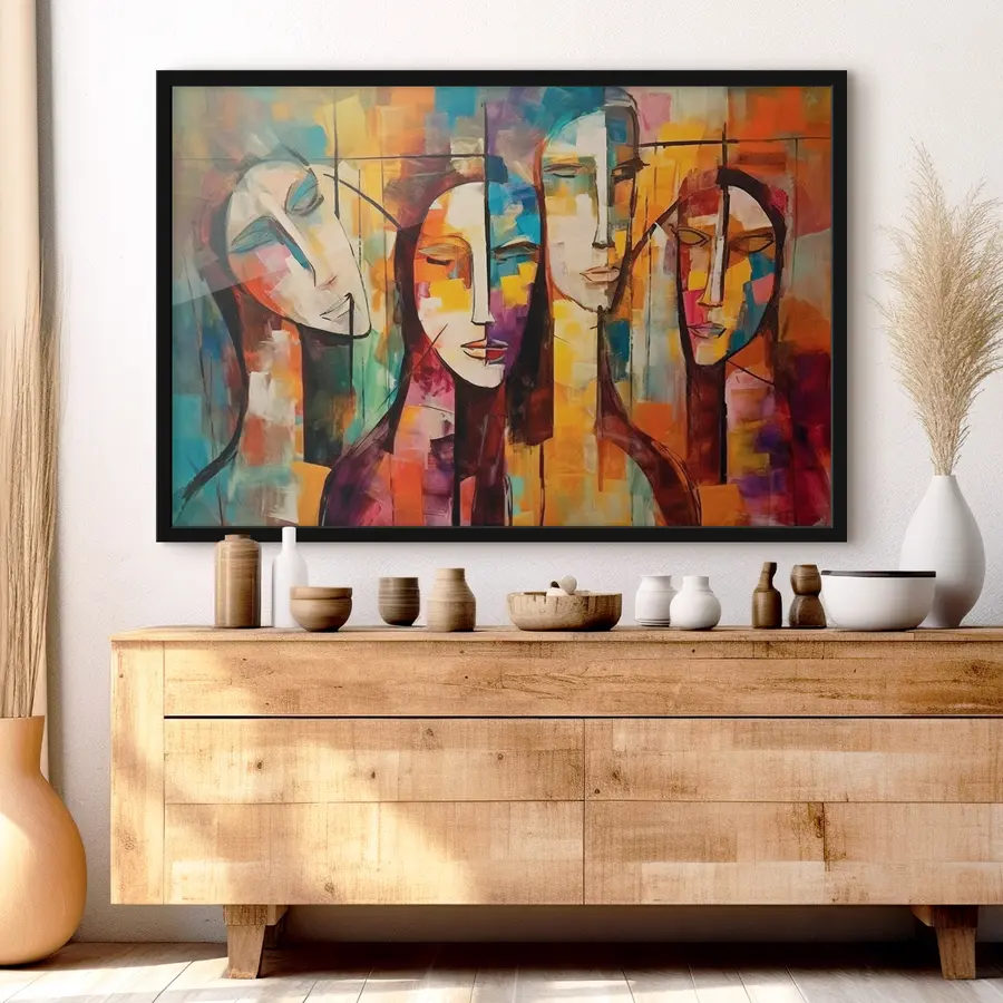 Fotobehang Abstracte gezichten in levendige kleuren f33845