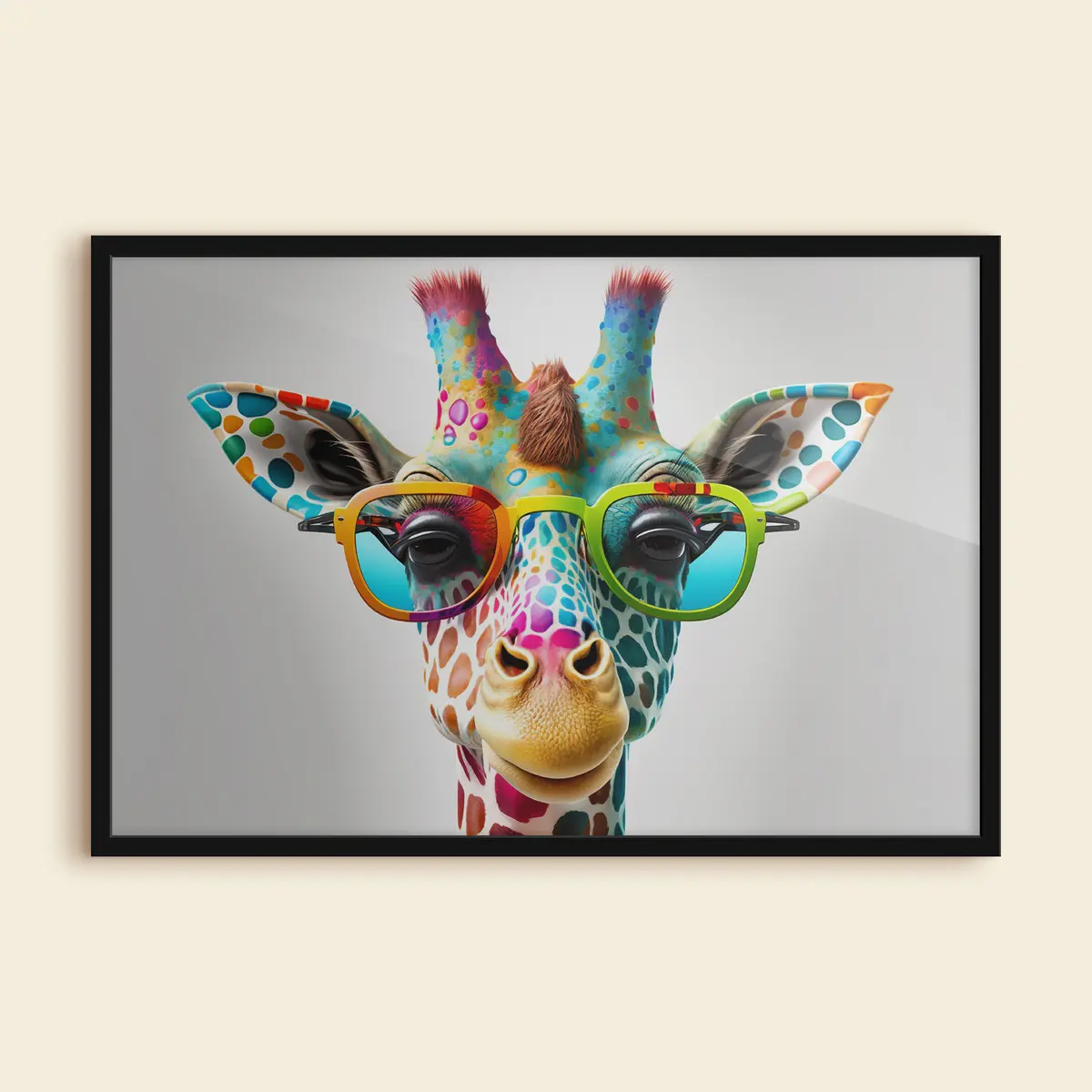 Affiche Girafe colorée portant des lunettes élégantes f33533