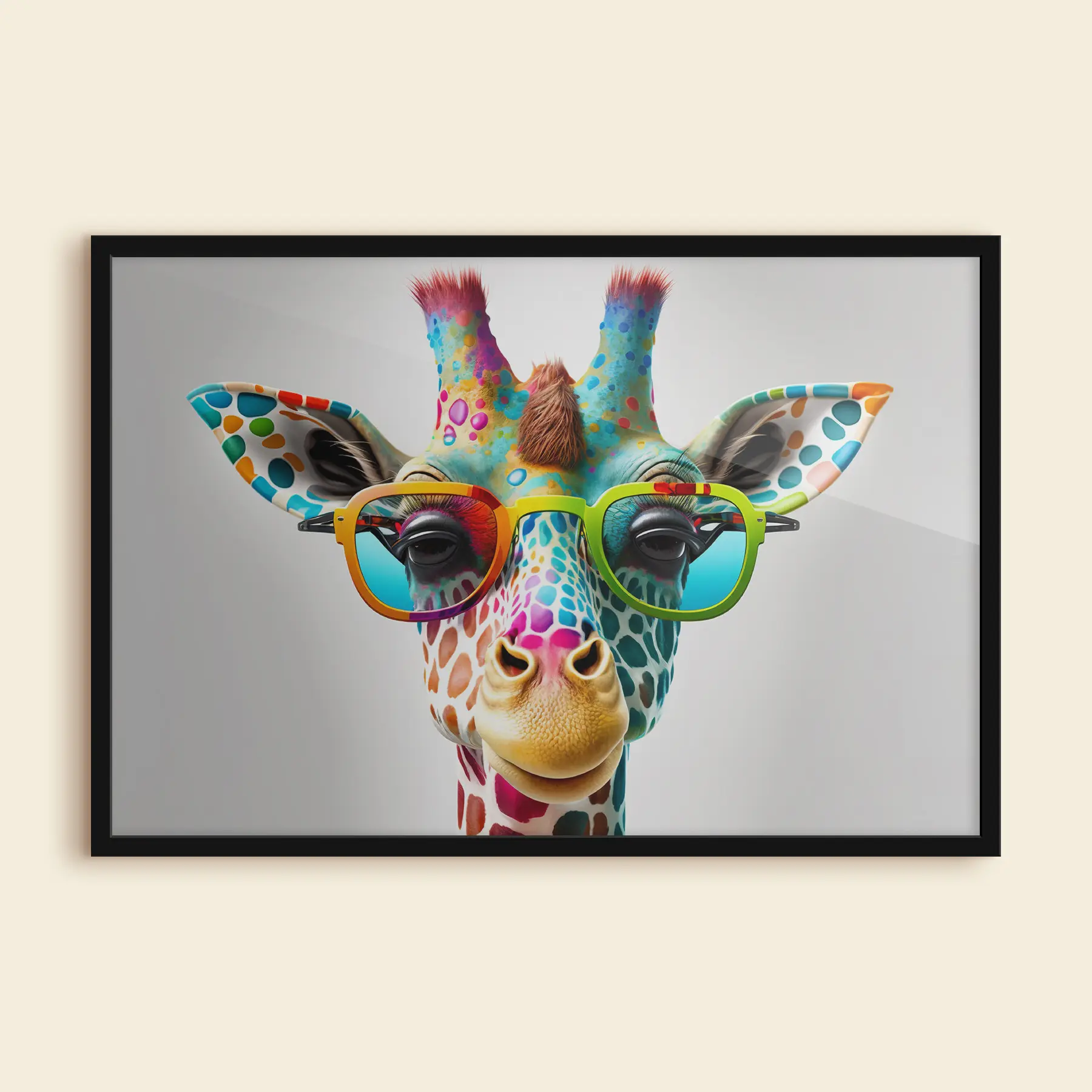  Peintures Girafe colorée portant des lunettes élégantes f33533