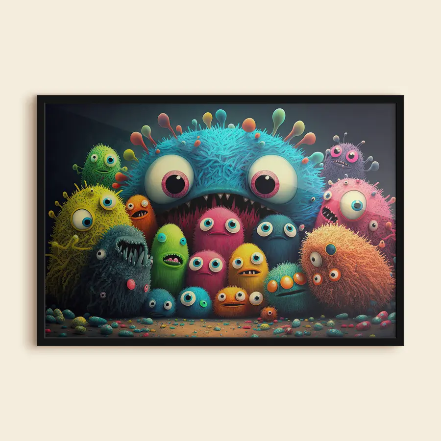 Papier peint photo Des créatures colorées partageant un moment f33531