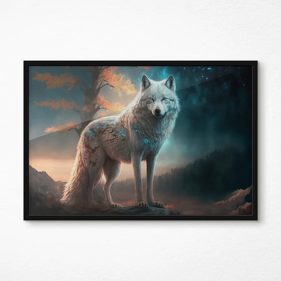 Papier peint photo Loup majestueux dans un paysage mystique f33528