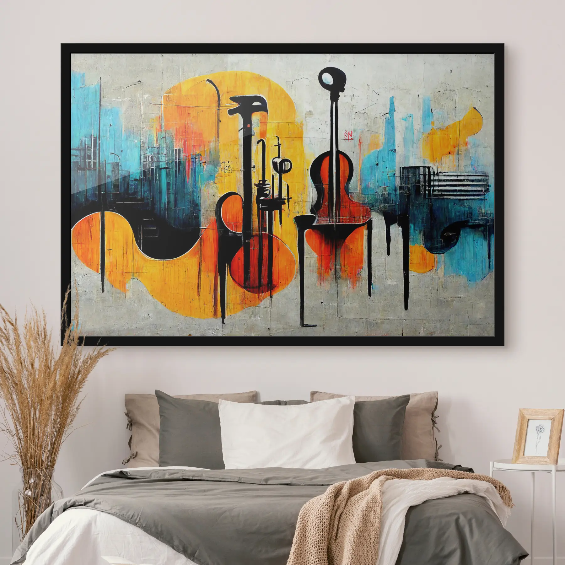 Fotobehang Levendige muurschildering ter ere van muziek en creativiteit f33044