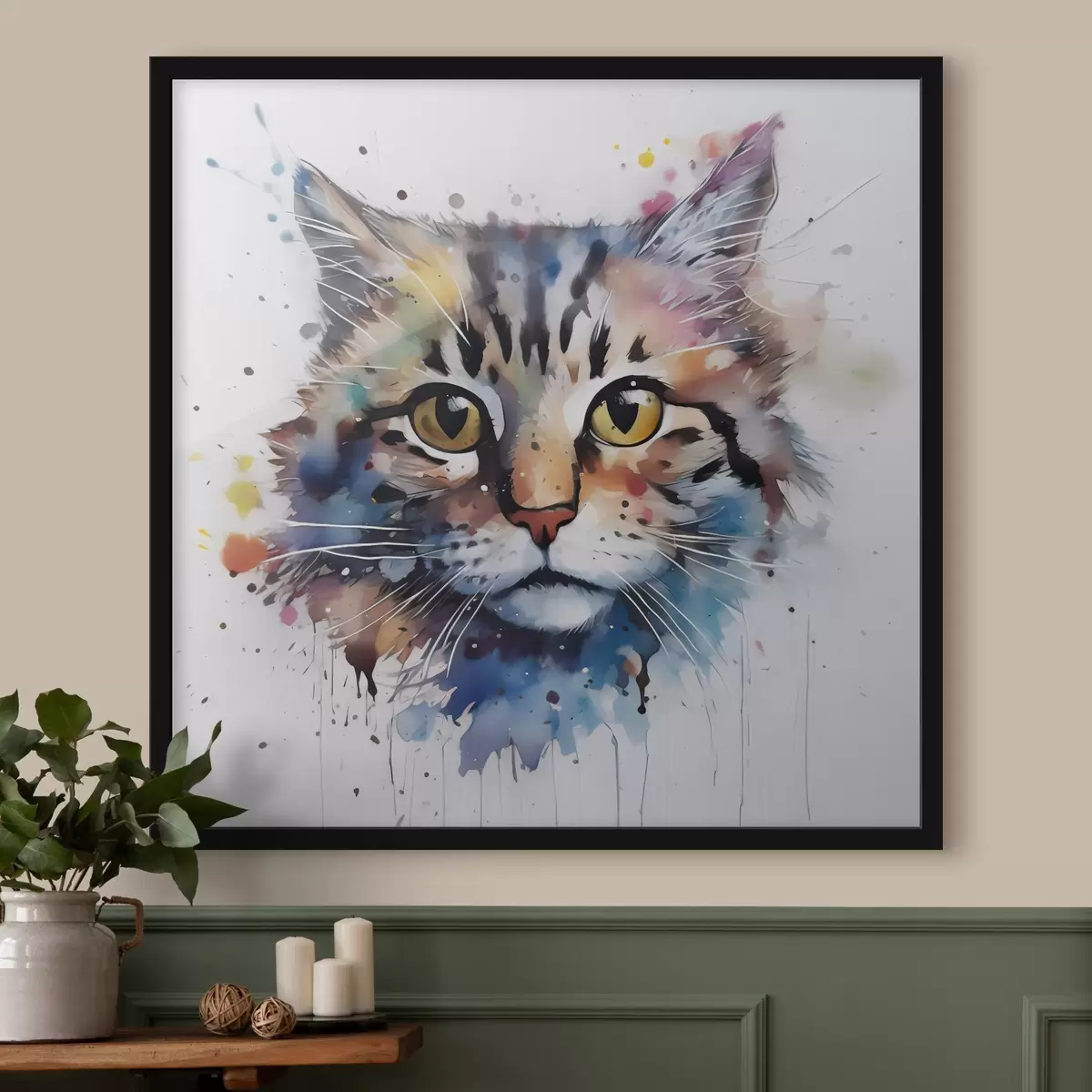 Poster Kat in aquarelstijl f32314