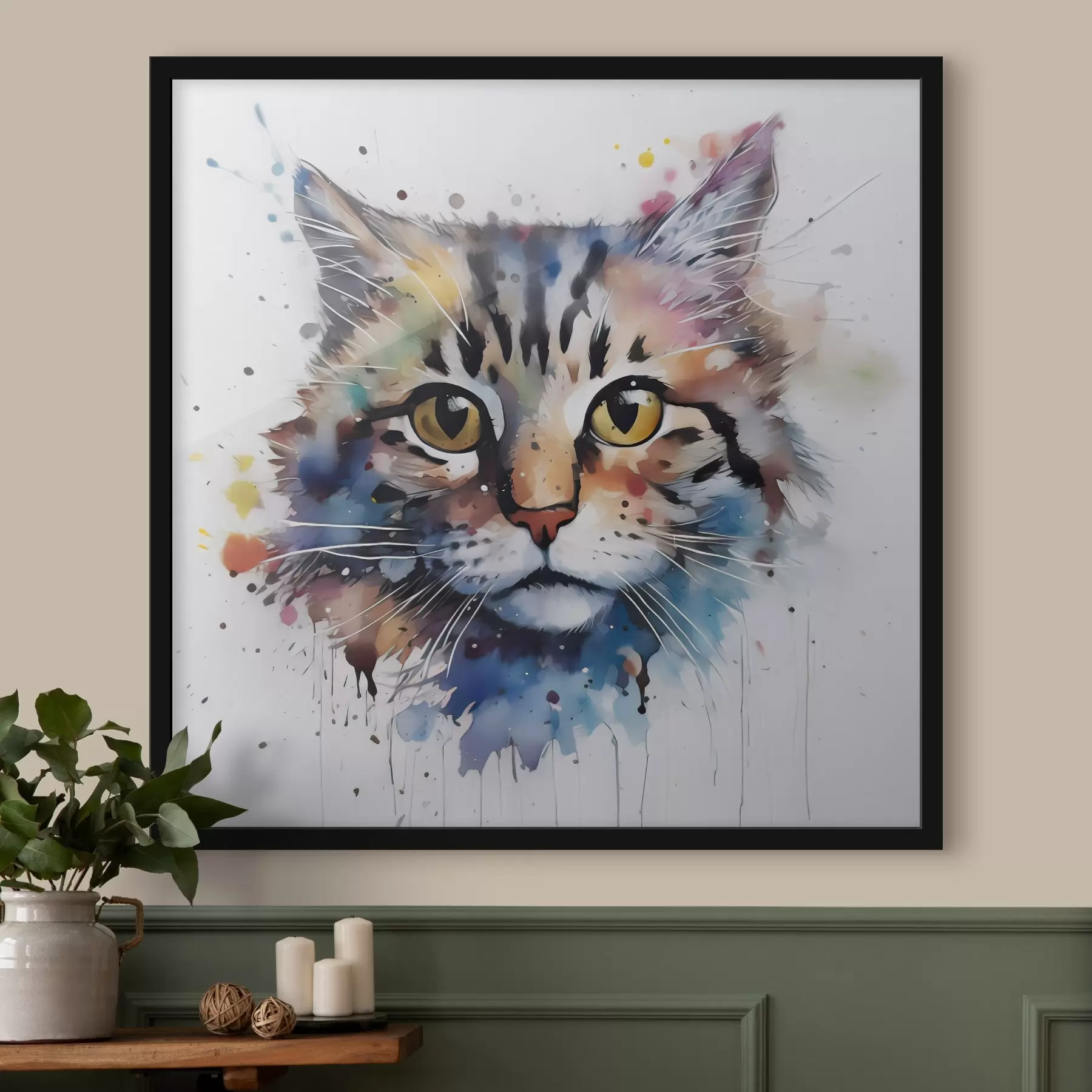 Fotobehang Kat in aquarelstijl f32314