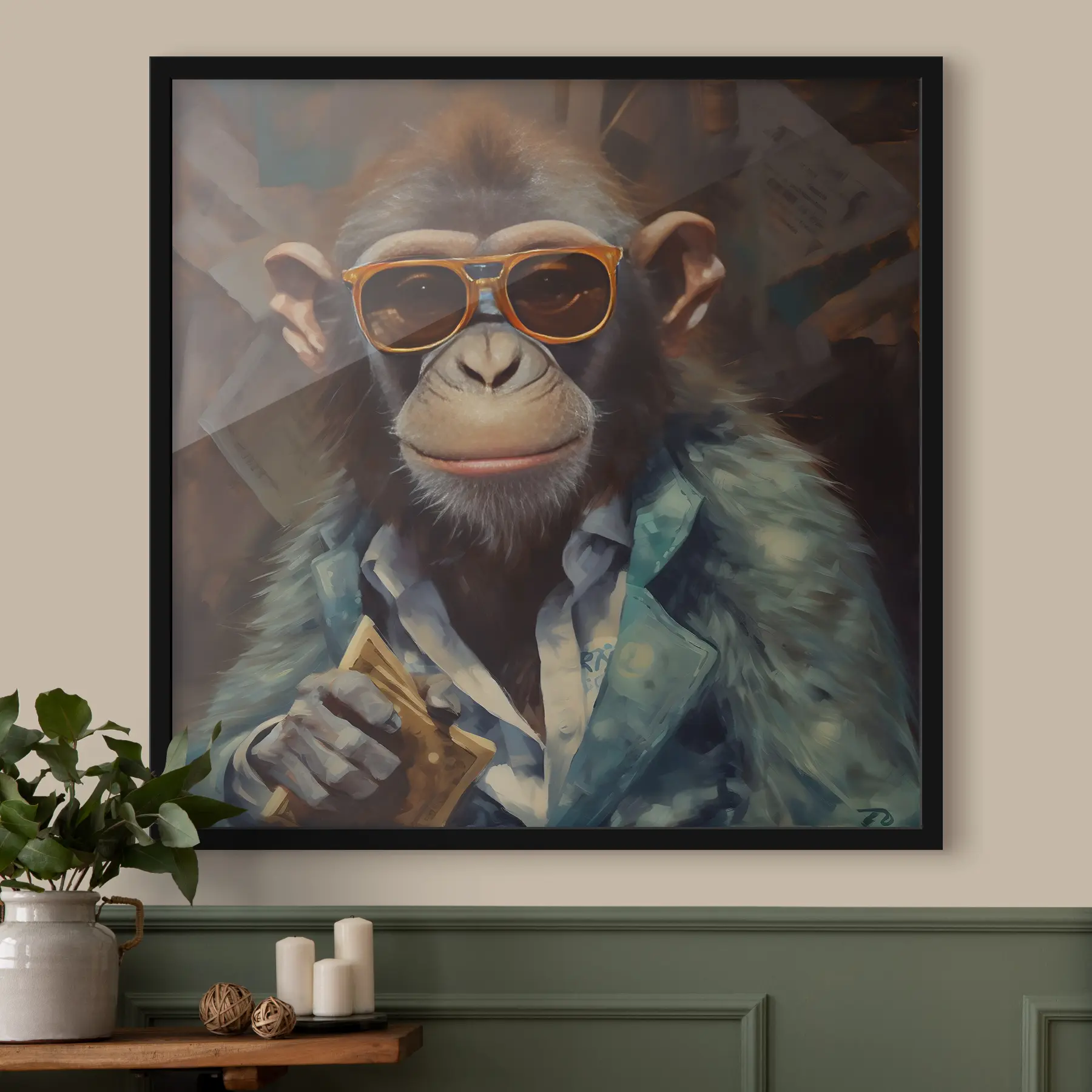 Fotobehang Aap met portemonnee f32172