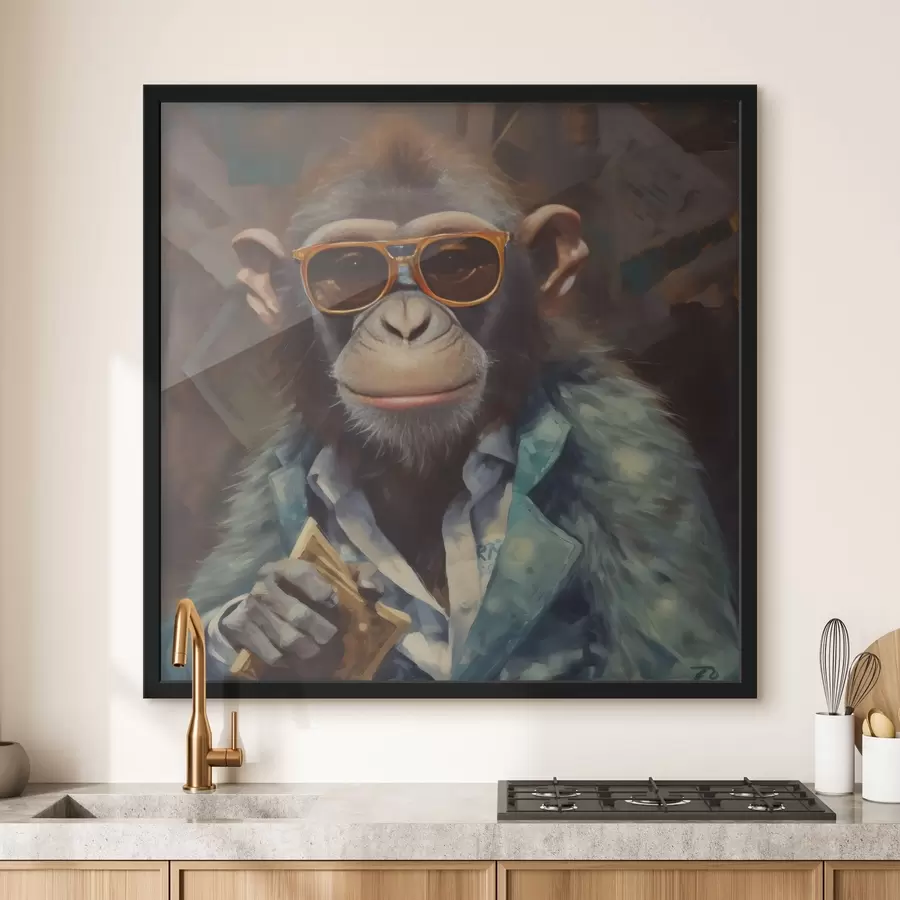 Fotobehang Aap met portemonnee f32172