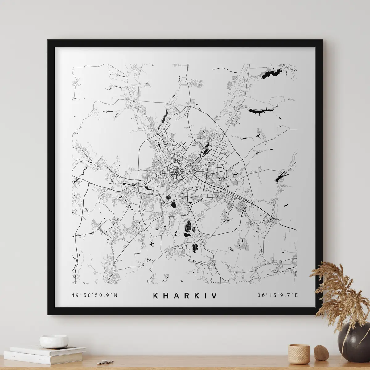 Affiche Carte minimaliste de la ville de Kharkov en Ukraine f31429v1