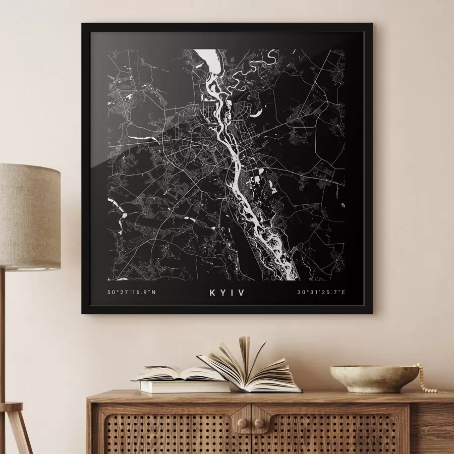 Papier peint photo Carte minimaliste de la ville de Kiev en Ukraine f31428