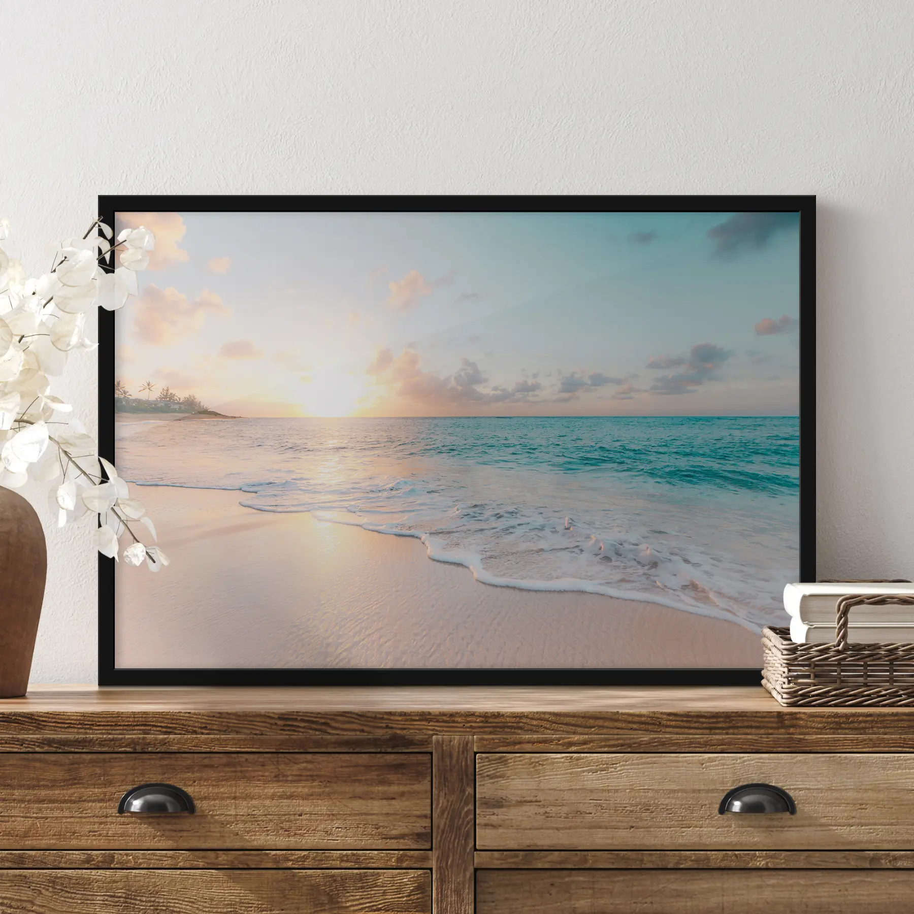 Papier peint photo Coucher de soleil serein sur des eaux tranquilles f28661