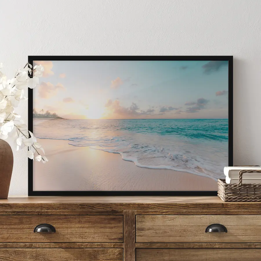 Papier peint photo Coucher de soleil serein sur des eaux tranquilles f28661