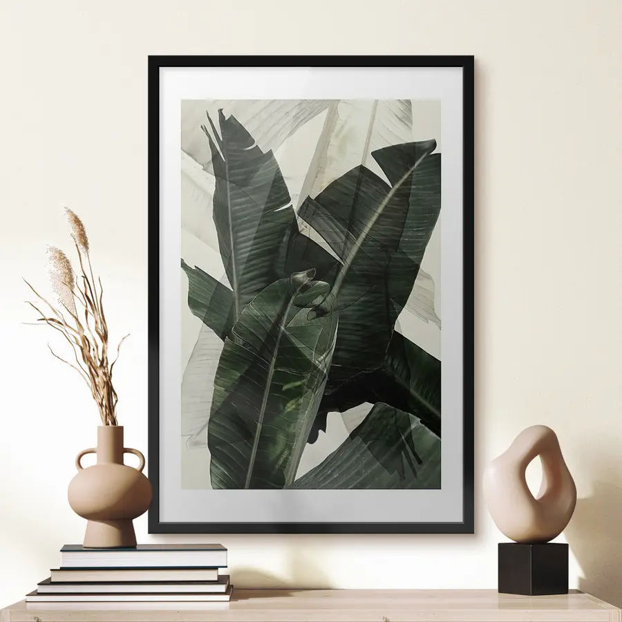 Fotobehang Gelaagde groene bladeren die diepte creëren f21747