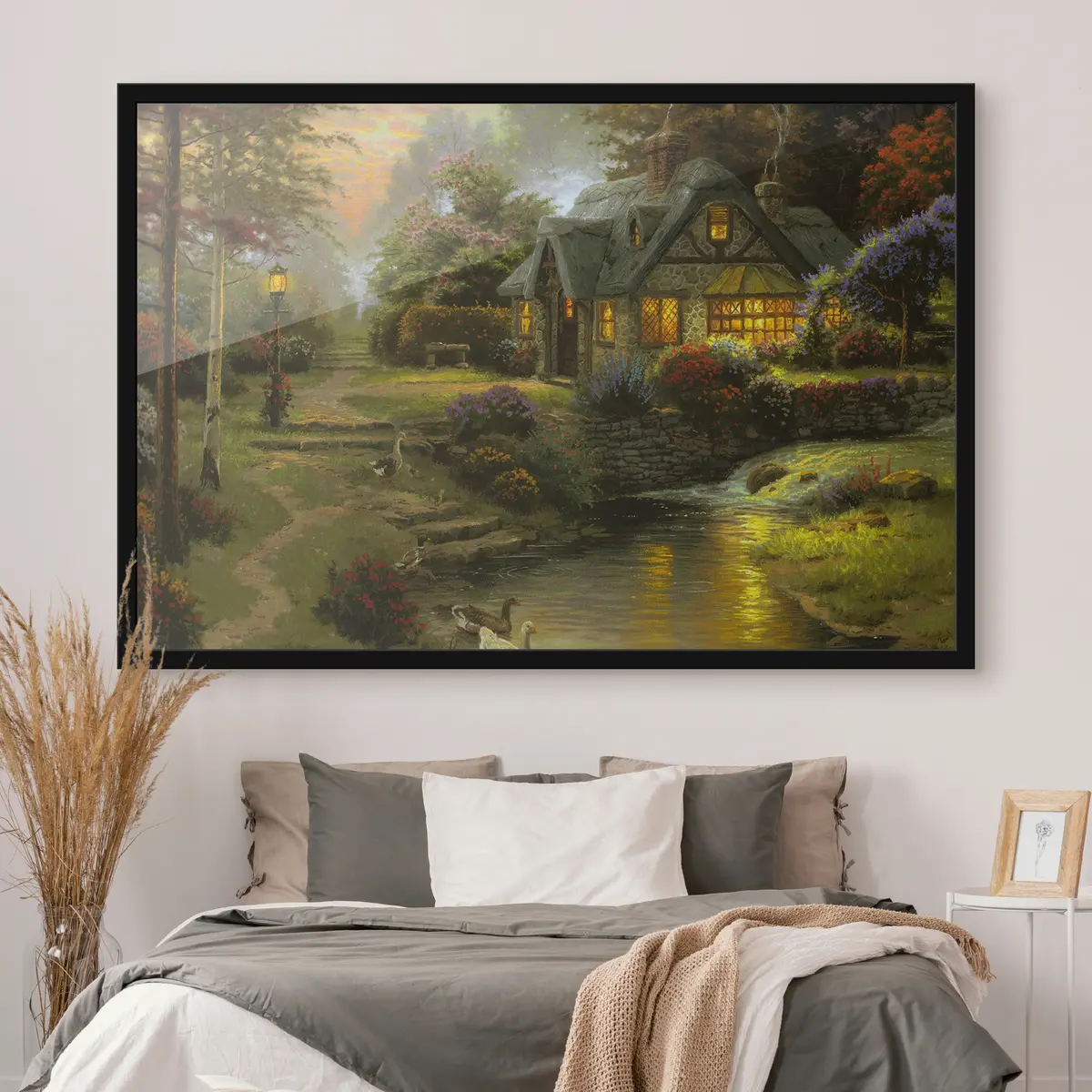 Affiche Charmant cottage au bord d'un ruisseau tranquille f19095